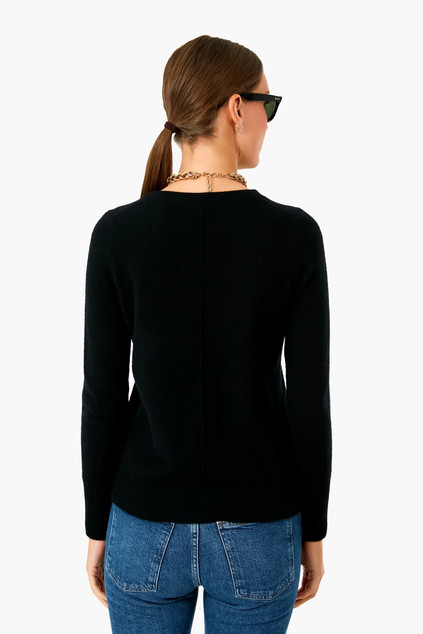 Black Cashmere Classic Crewneck Sweater - Image 4