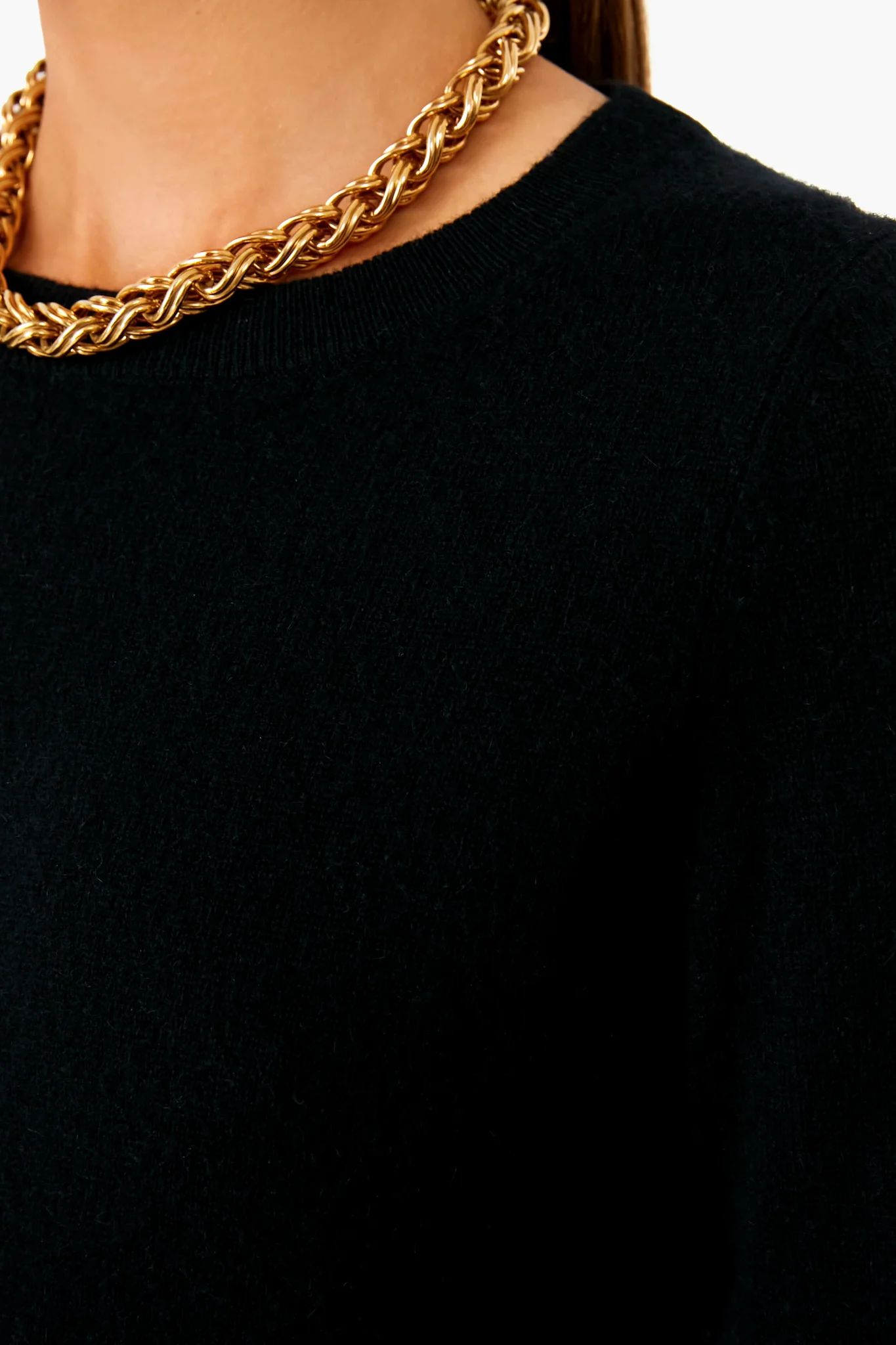 Black Cashmere Classic Crewneck Sweater - Image 5