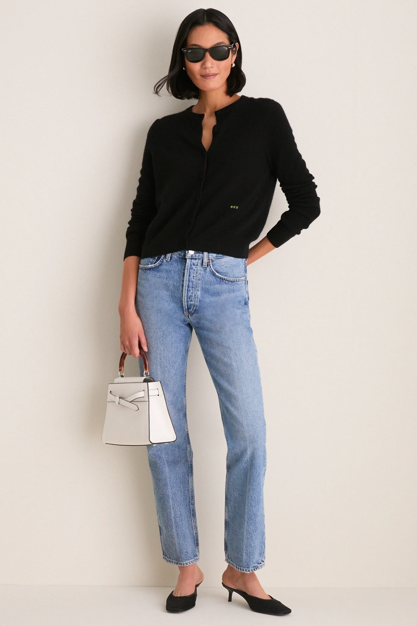 Black Cashmere Riley Cardigan - Image 2