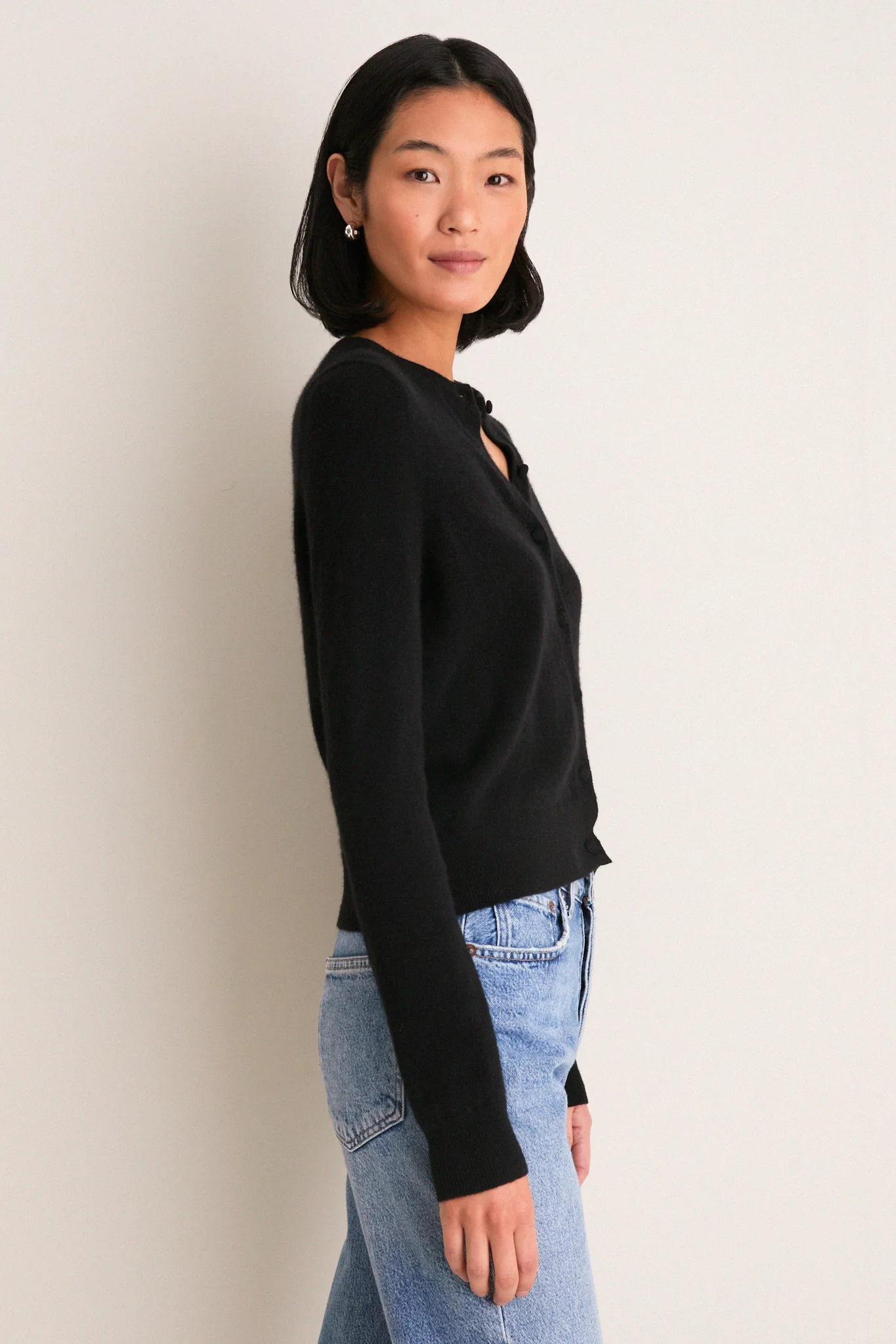 Black Cashmere Riley Cardigan - Image 3