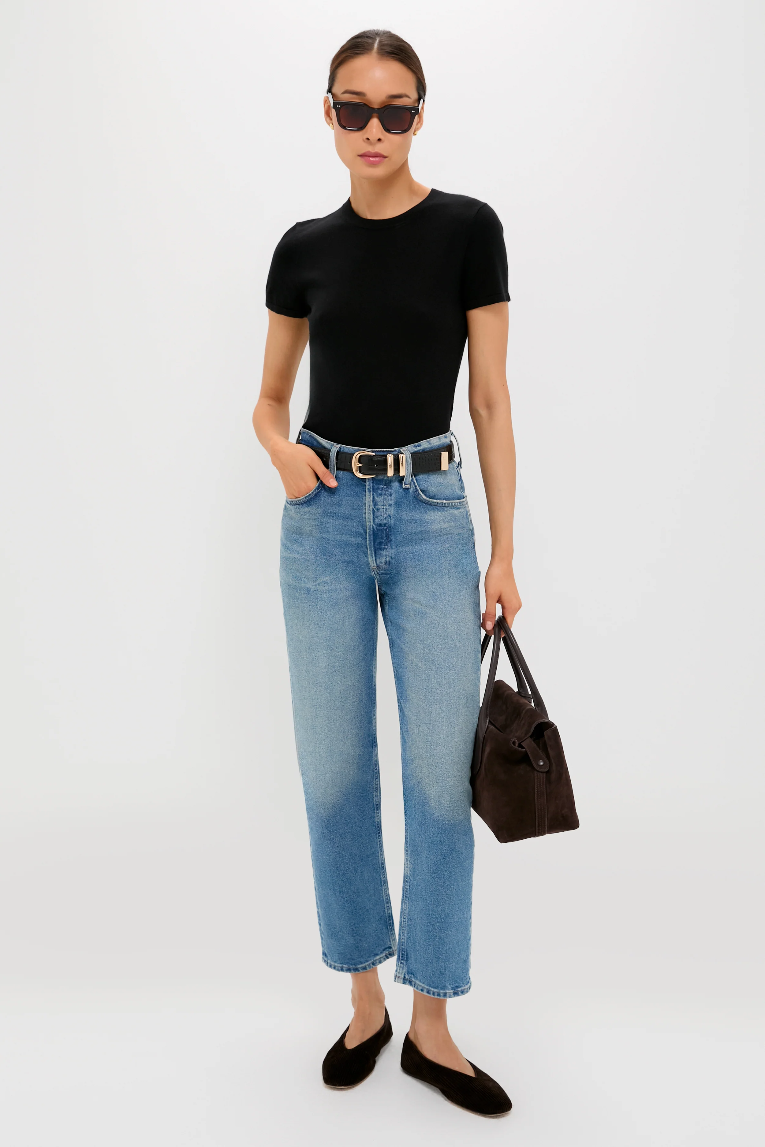 Black Cashmere Silk Katie Tee - Image 2