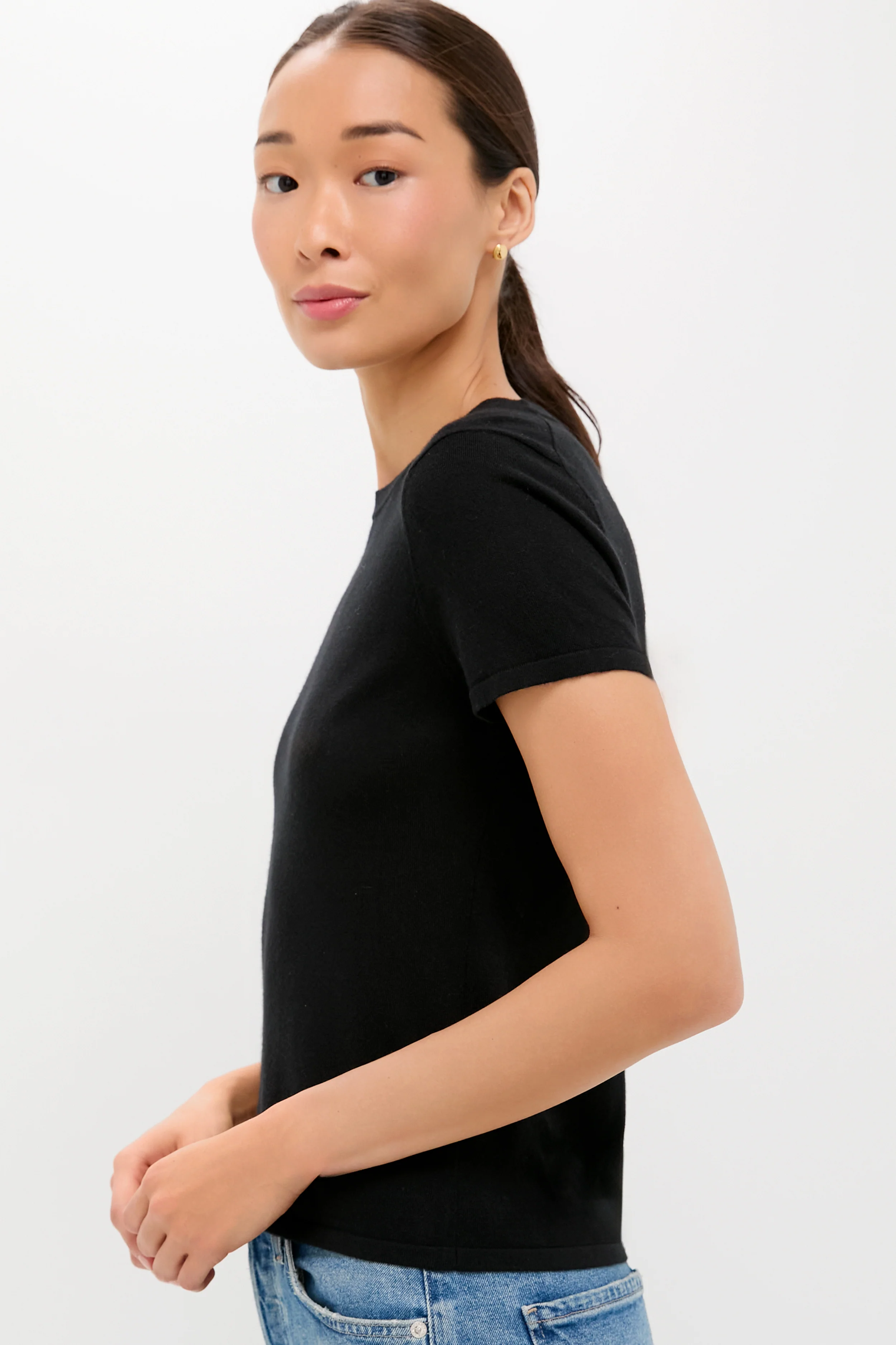 Black Cashmere Silk Katie Tee - Image 3