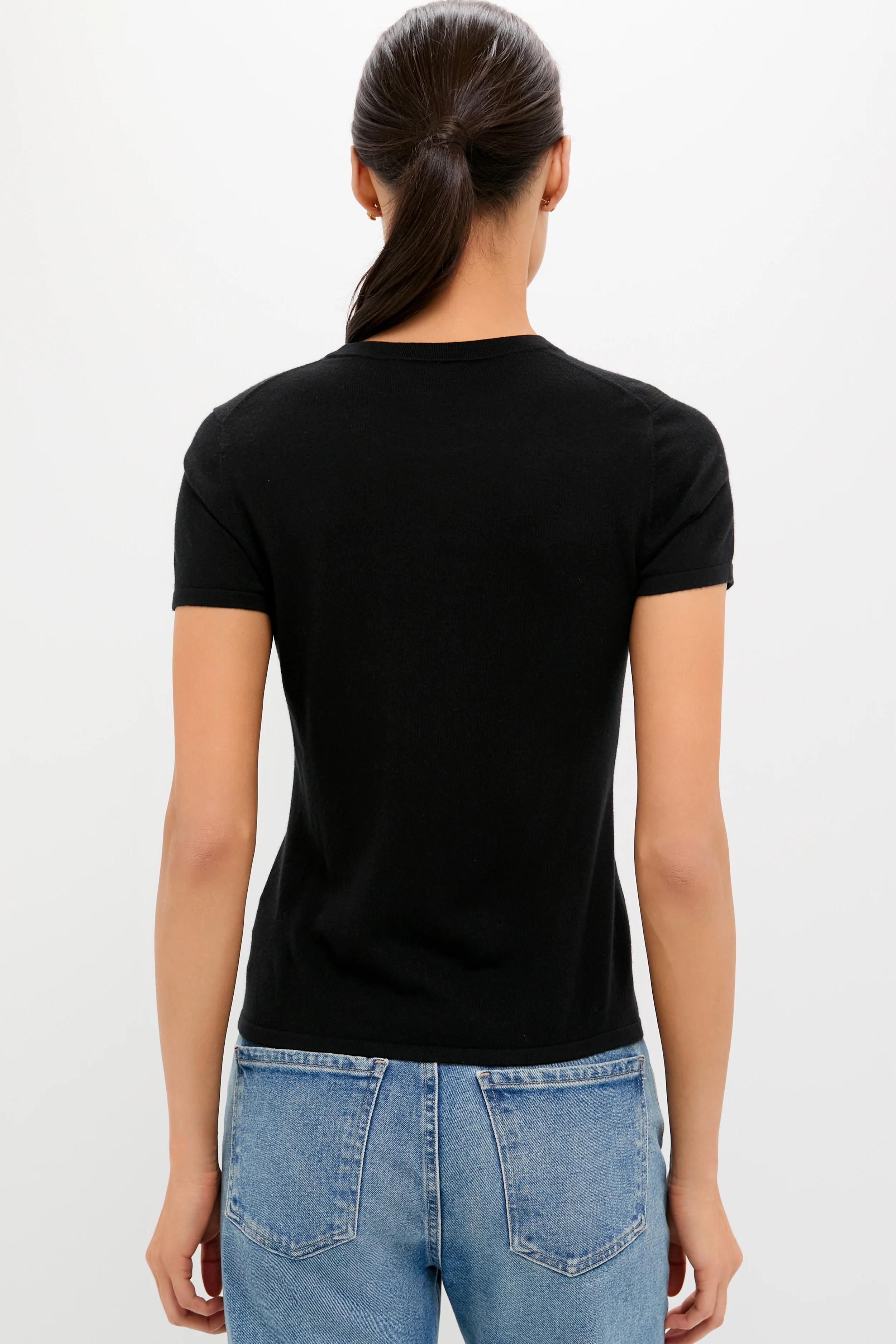 Black Cashmere Silk Katie Tee - Image 4
