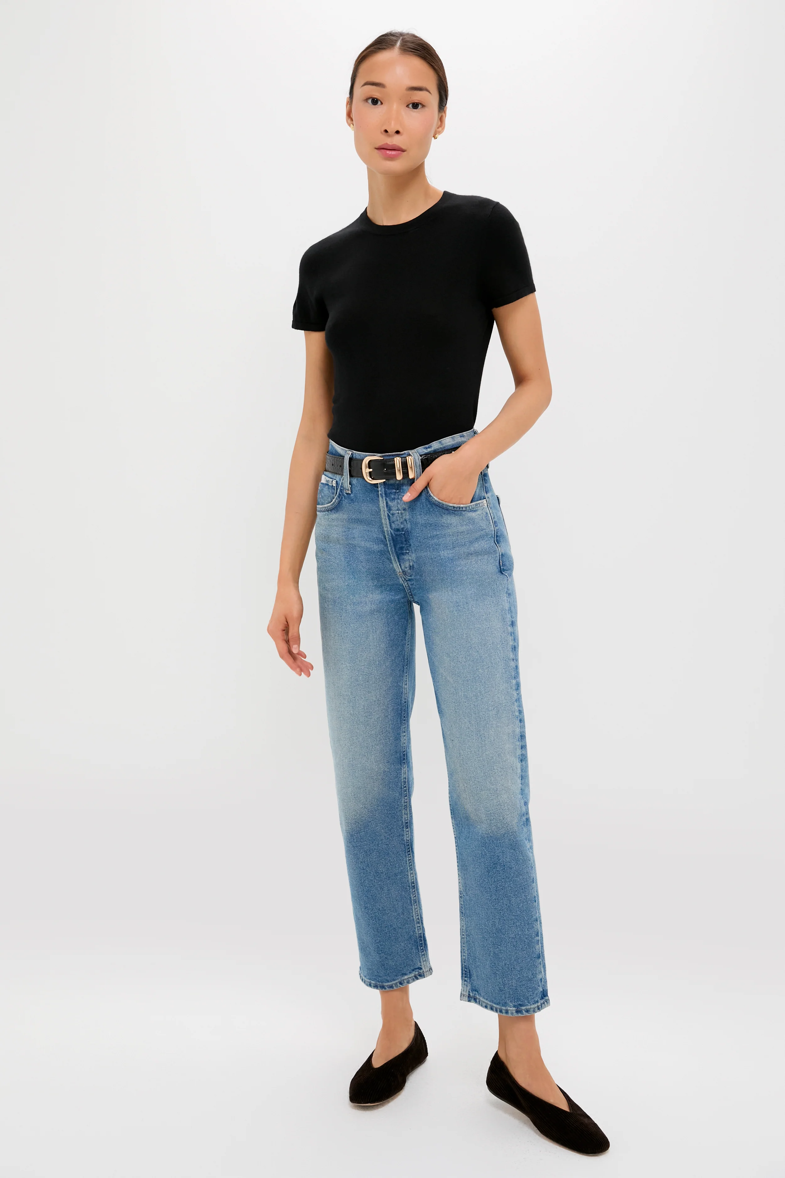 Black Cashmere Silk Katie Tee - Image 6