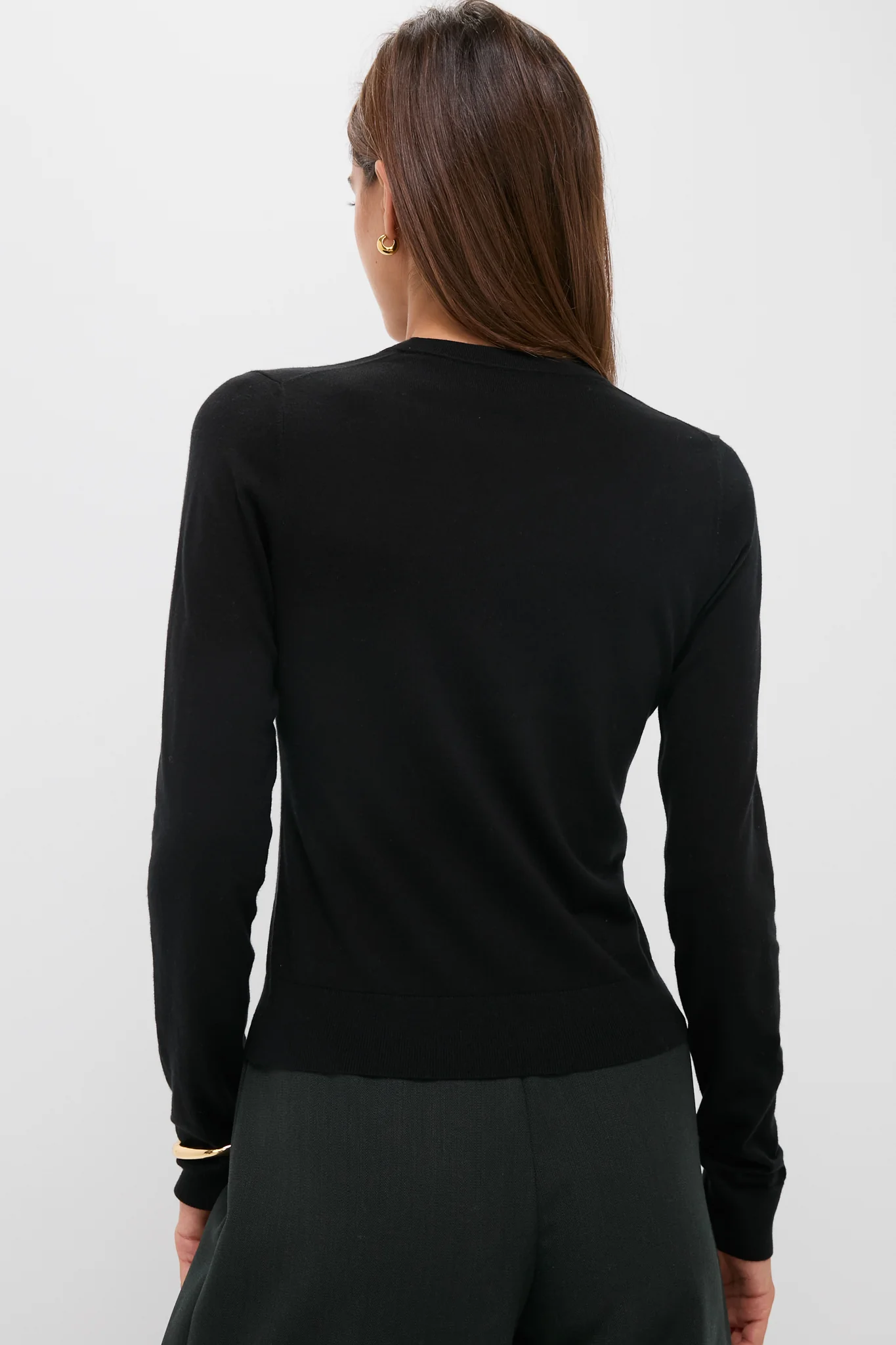 Black Cashmere Silk Long Sleeve Katie Tee - Image 4