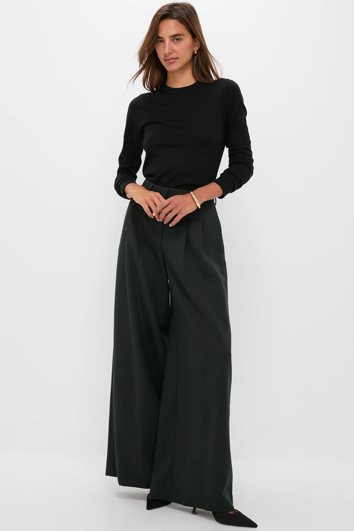 Black Cashmere Silk Long Sleeve Katie Tee - Image 5