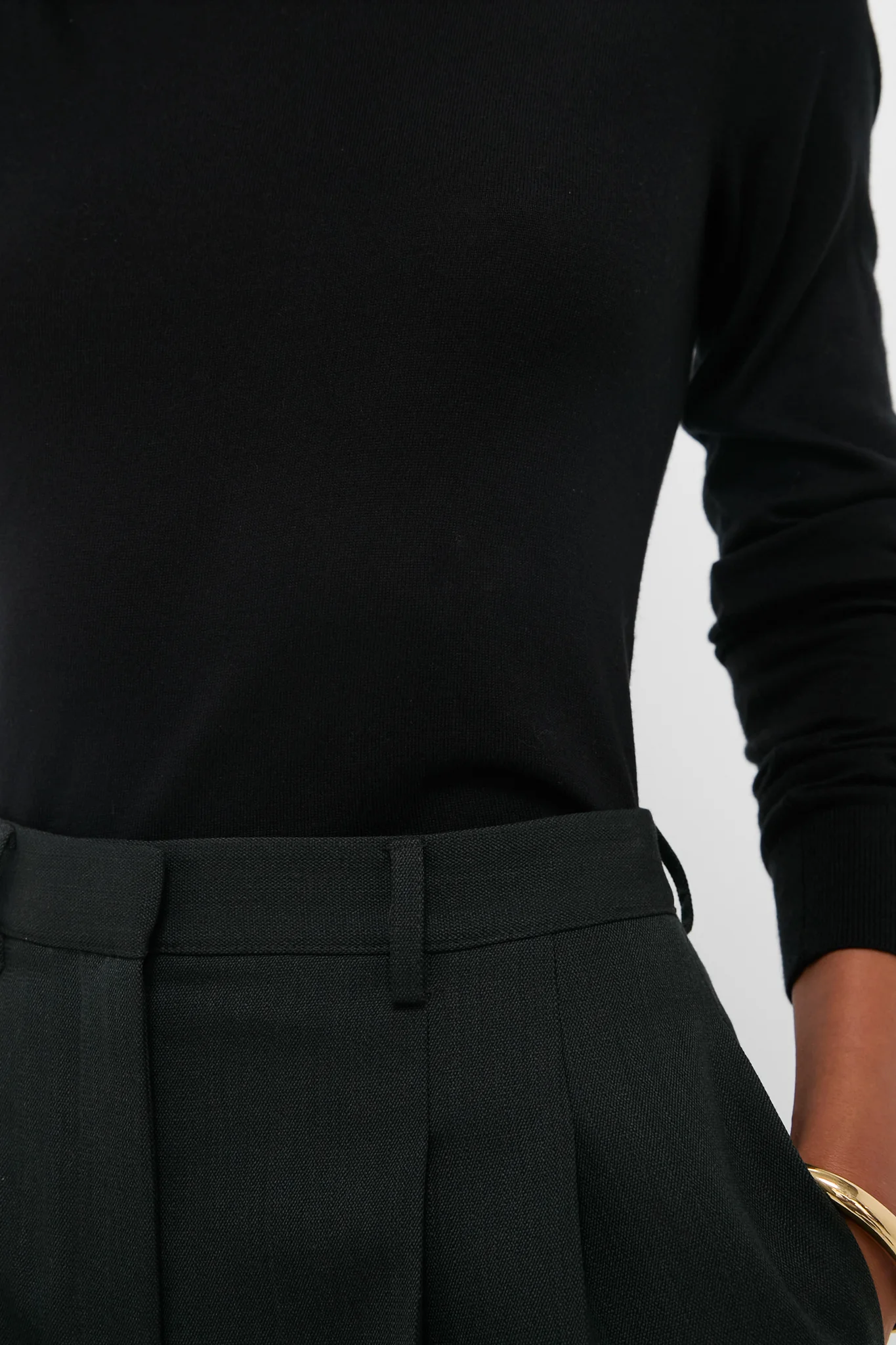 Black Cashmere Silk Long Sleeve Katie Tee - Image 6