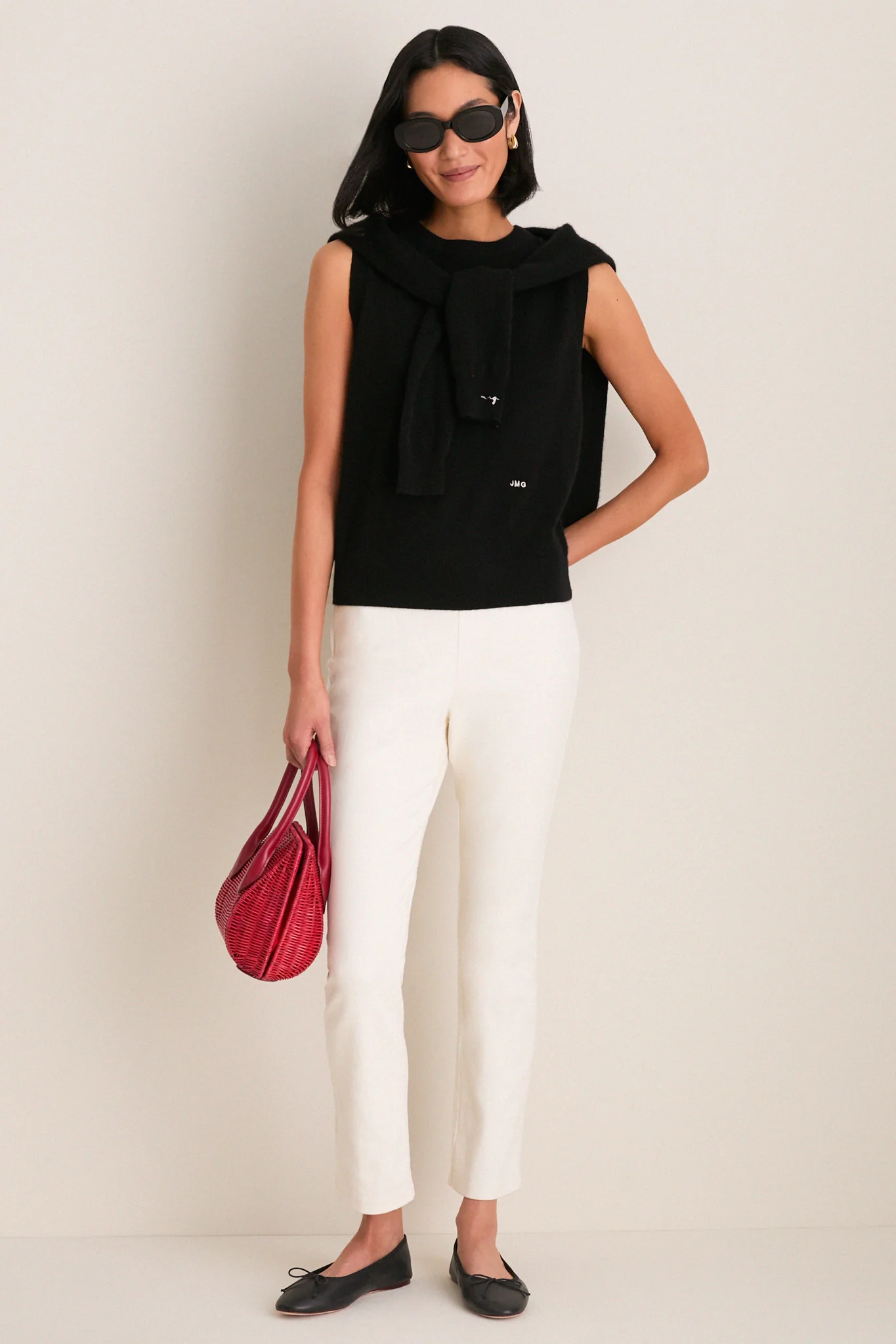 Black Cashmere Sleeveless Ava Shell - Image 2