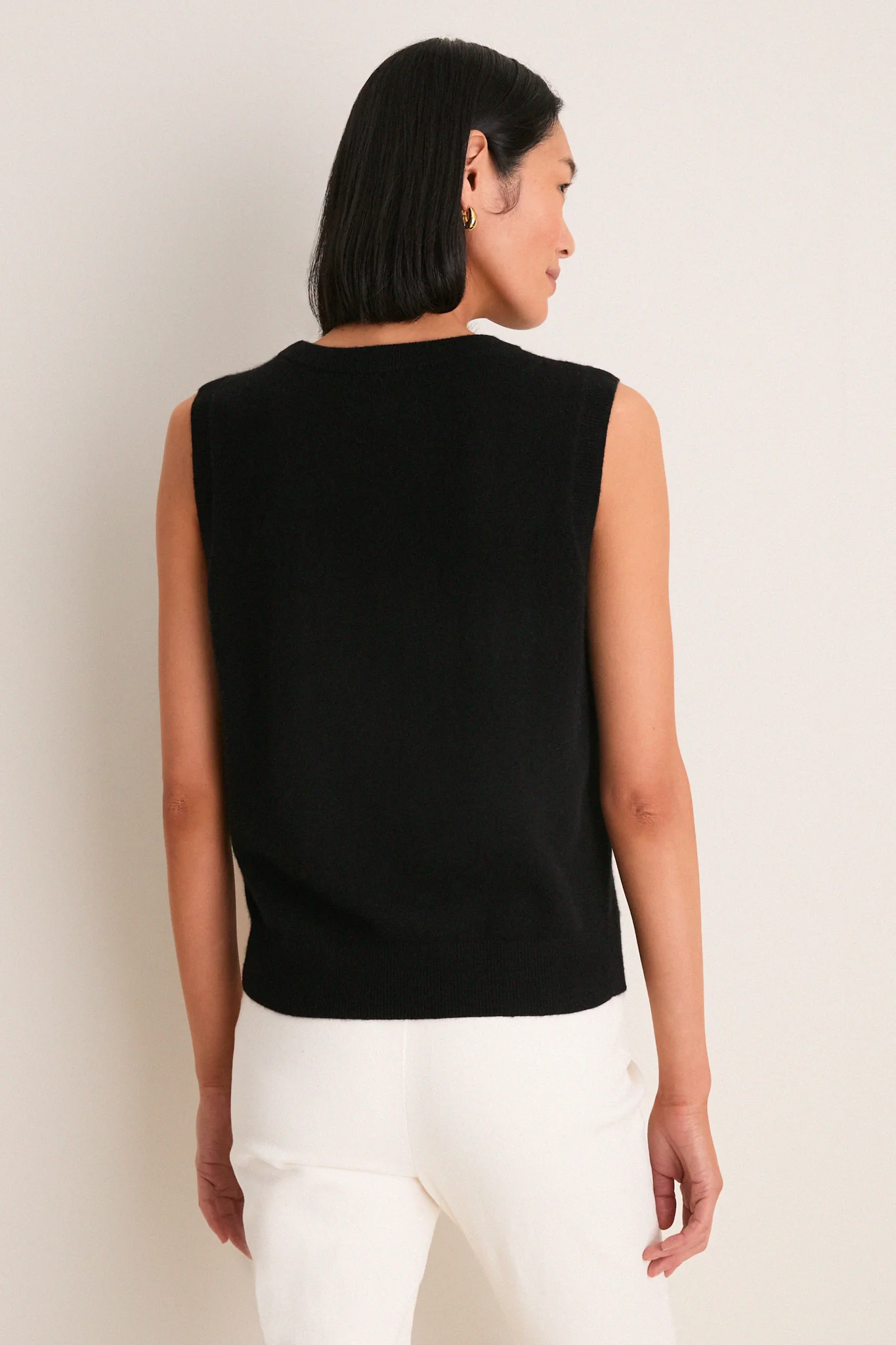 Black Cashmere Sleeveless Ava Shell - Image 4