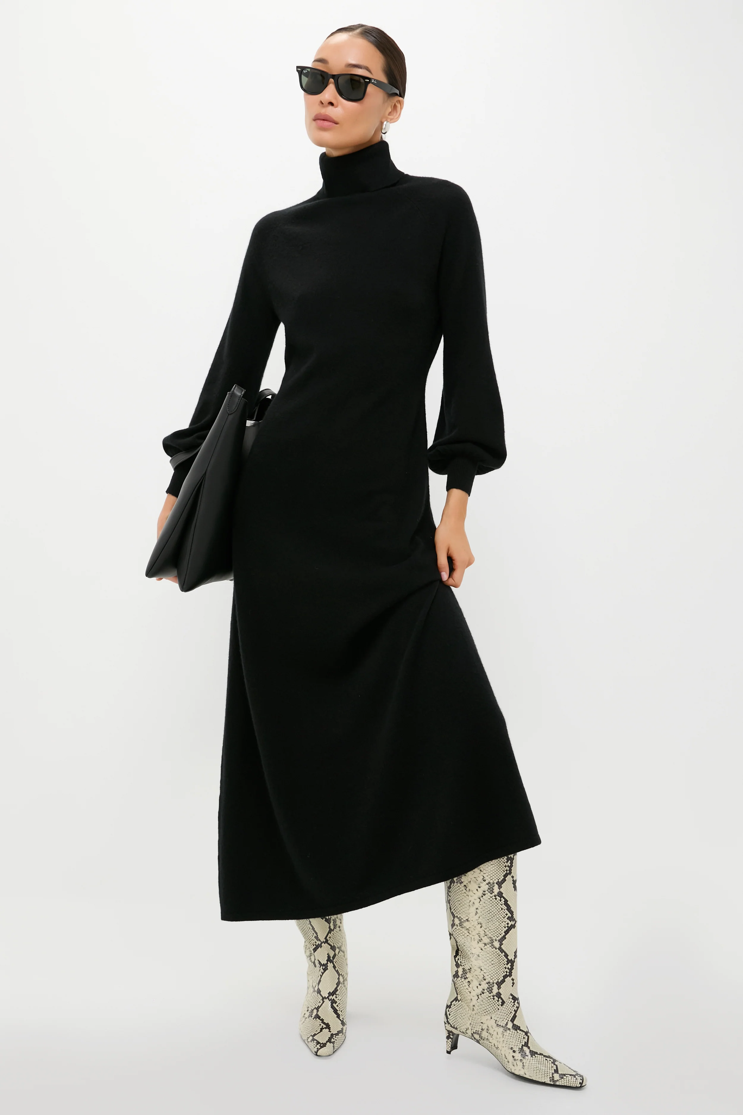 Black Cashmere Turtleneck Maxi Dress - Image 2