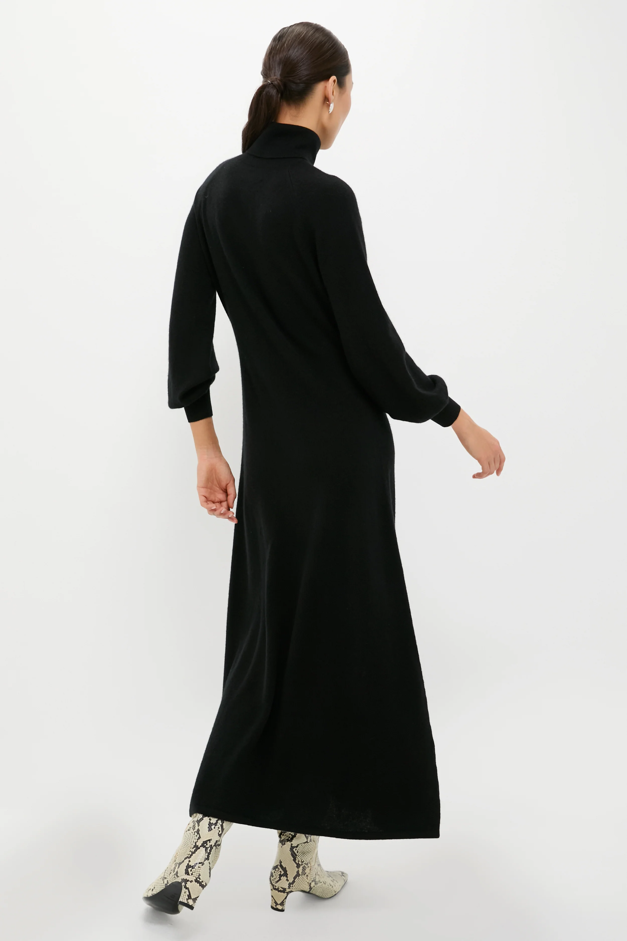 Black Cashmere Turtleneck Maxi Dress - Image 3