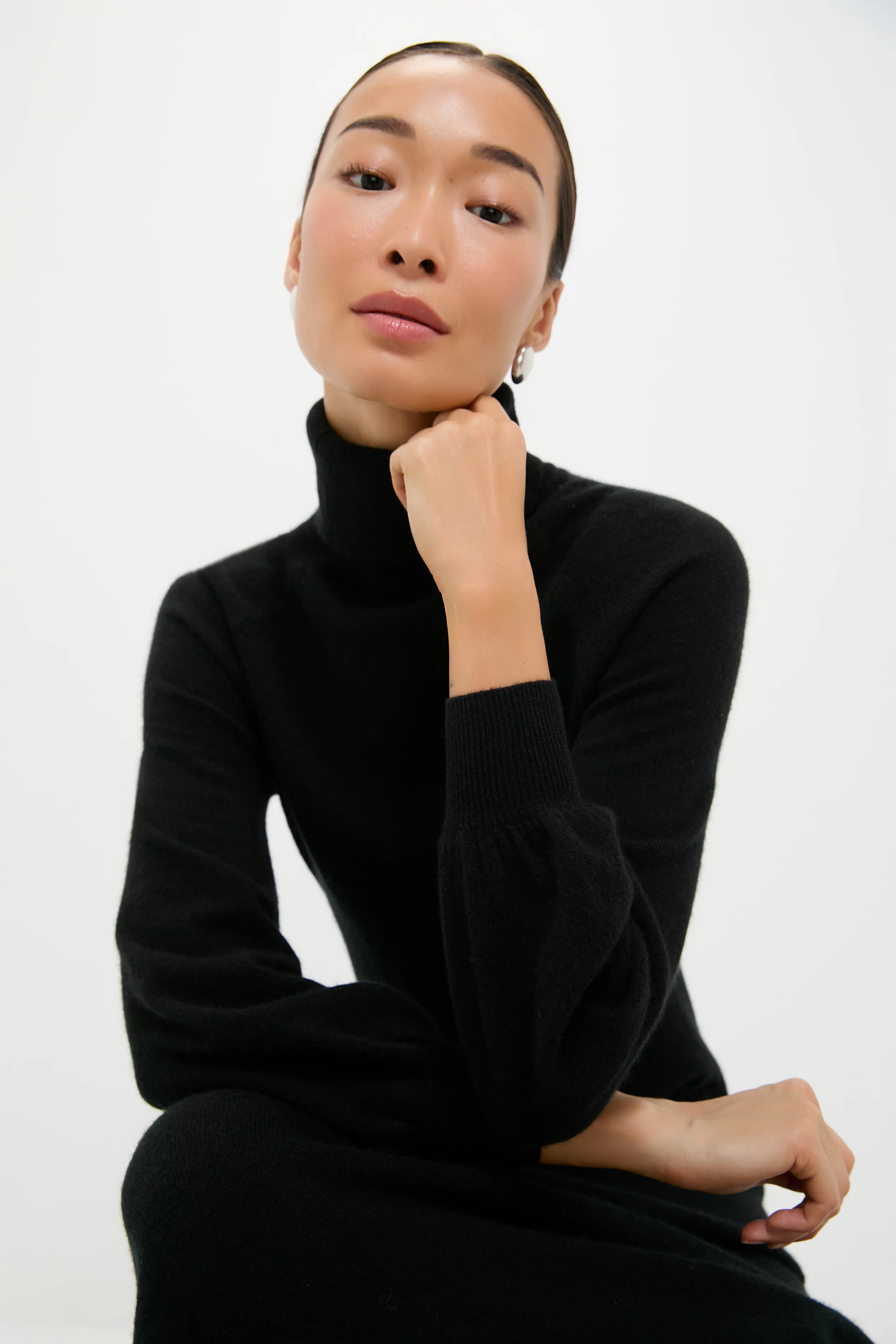 Black Cashmere Turtleneck Maxi Dress - Image 5