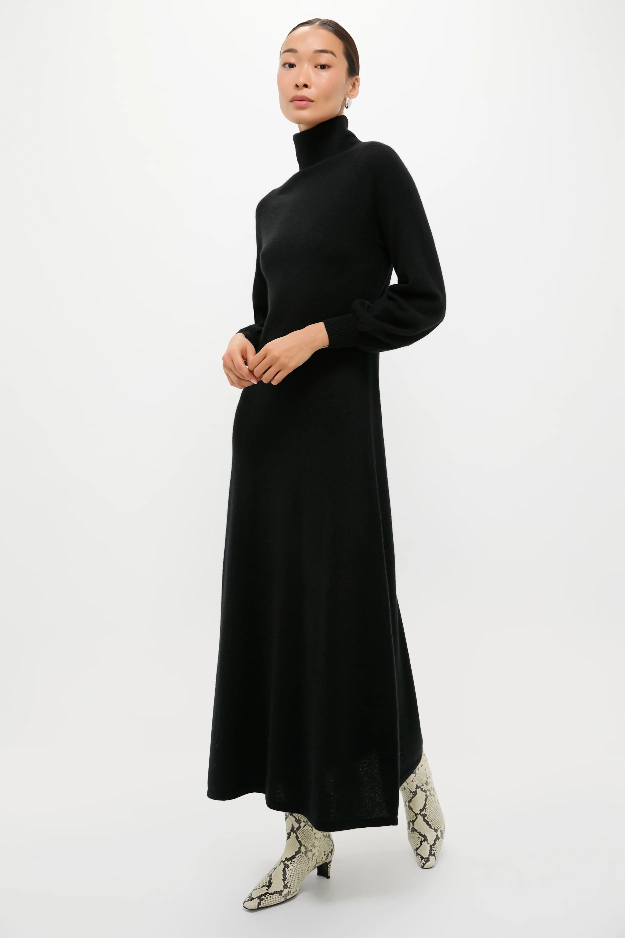 Black Cashmere Turtleneck Maxi Dress - Image 6