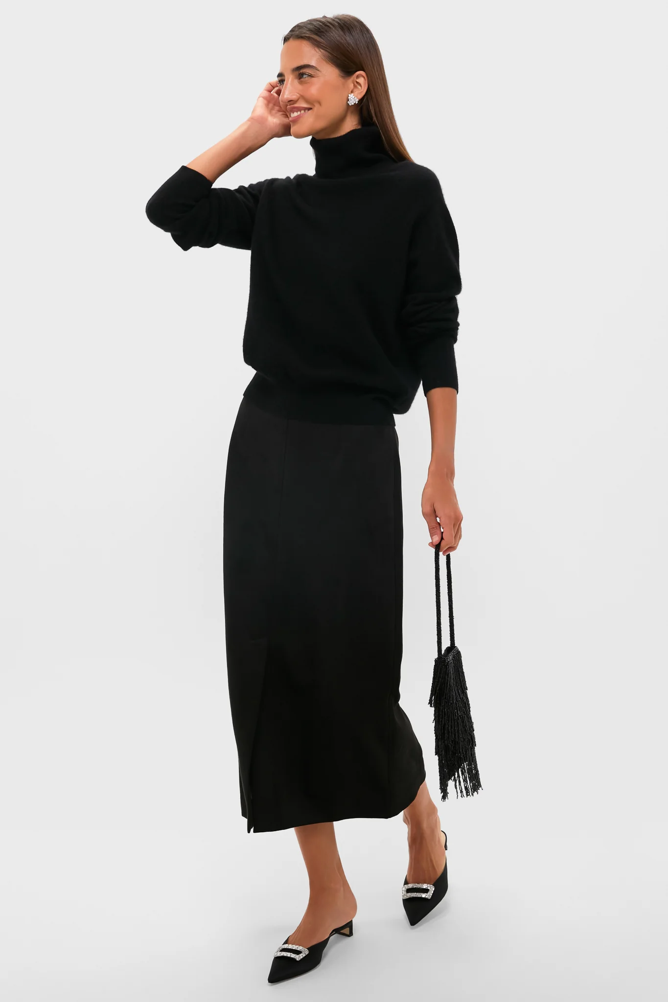 Black Cashmere Turtleneck Sweater - Image 2