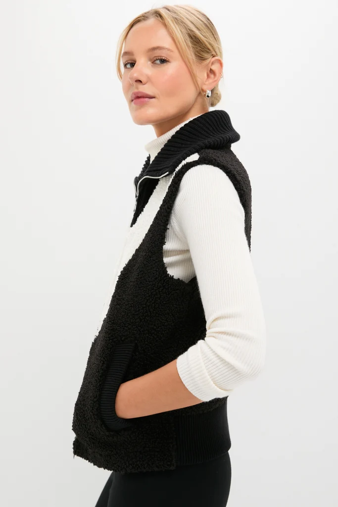 Black Caspian Sherpa Gilet - Image 3