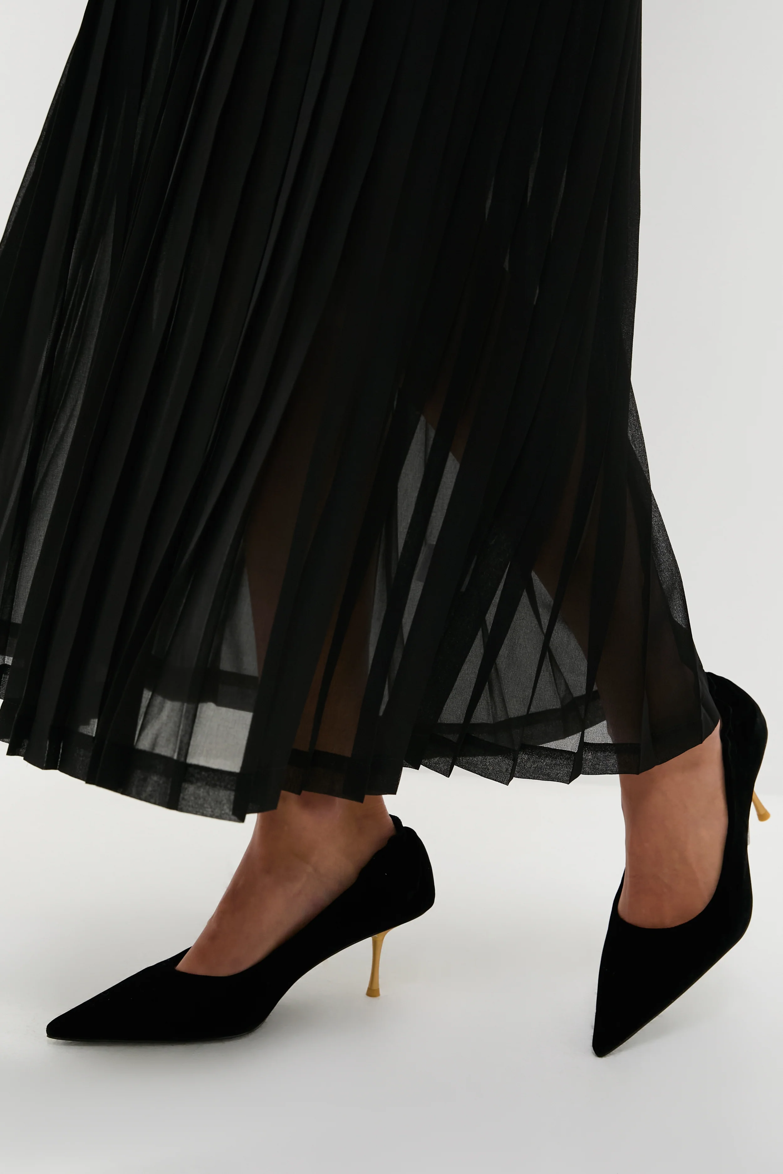 Black Chiffon Pleated Lorraine Dress - Image 6
