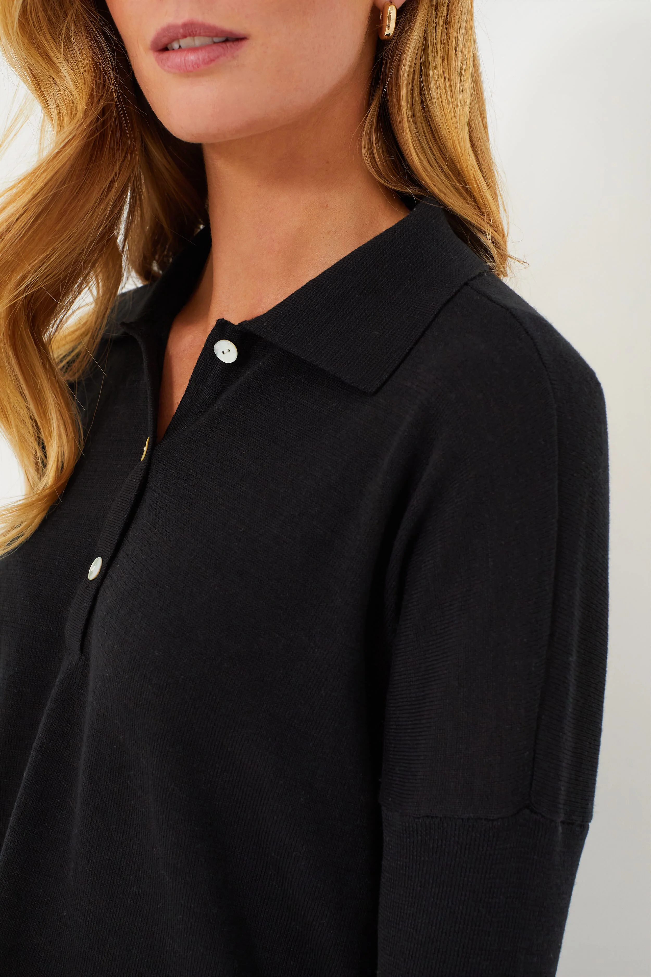 Black Clayton Long Sleeve Knit Polo - Image 5