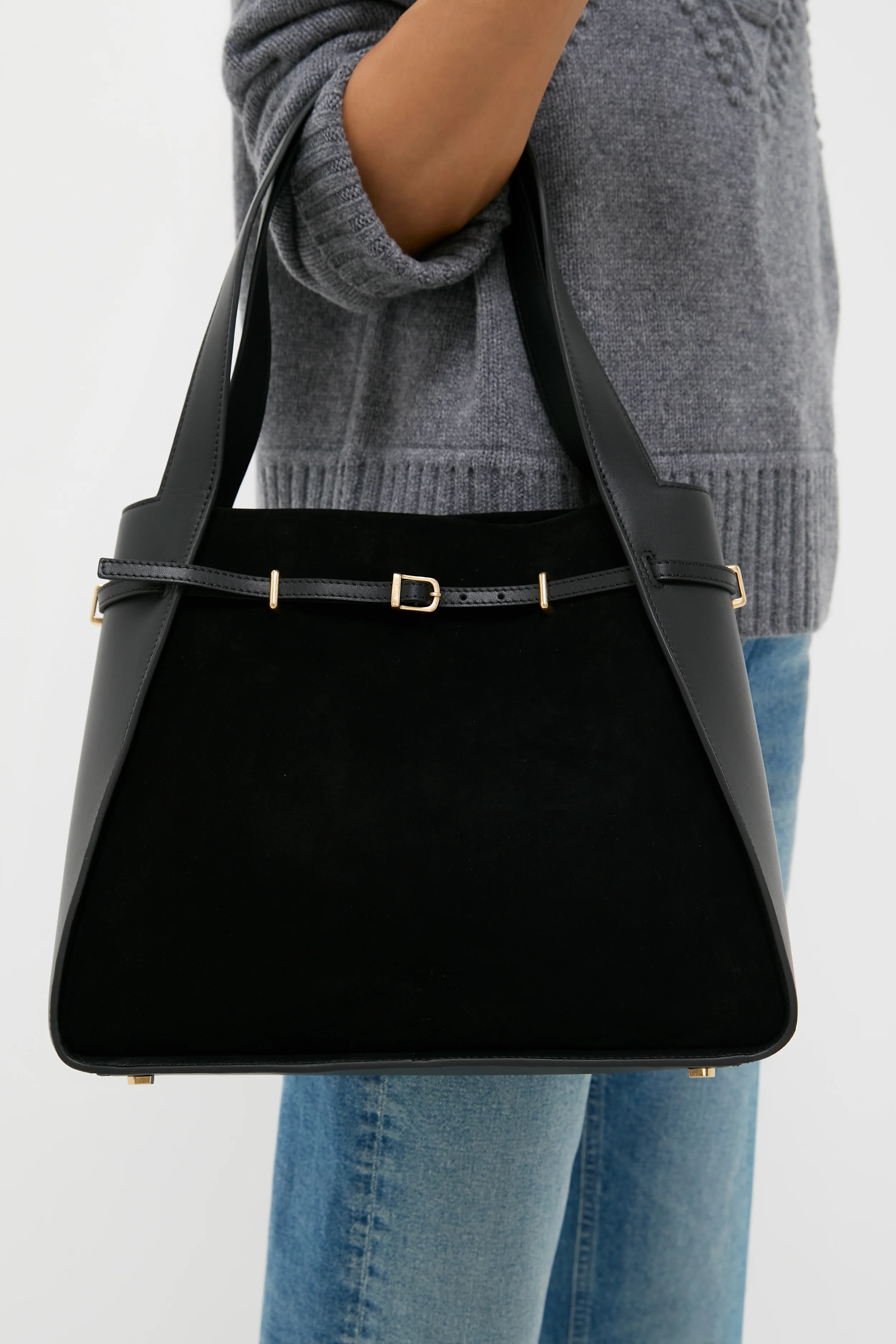 Black Cleo Suede Tote - Image 4
