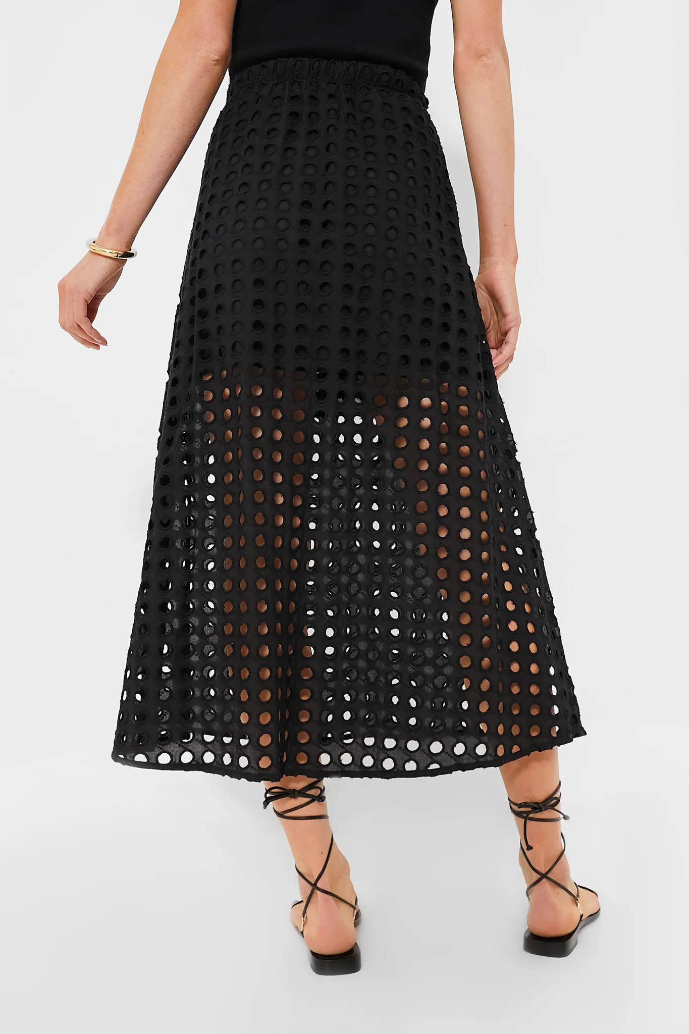 Black Cotton Eyelet Eve Skirt - Image 4