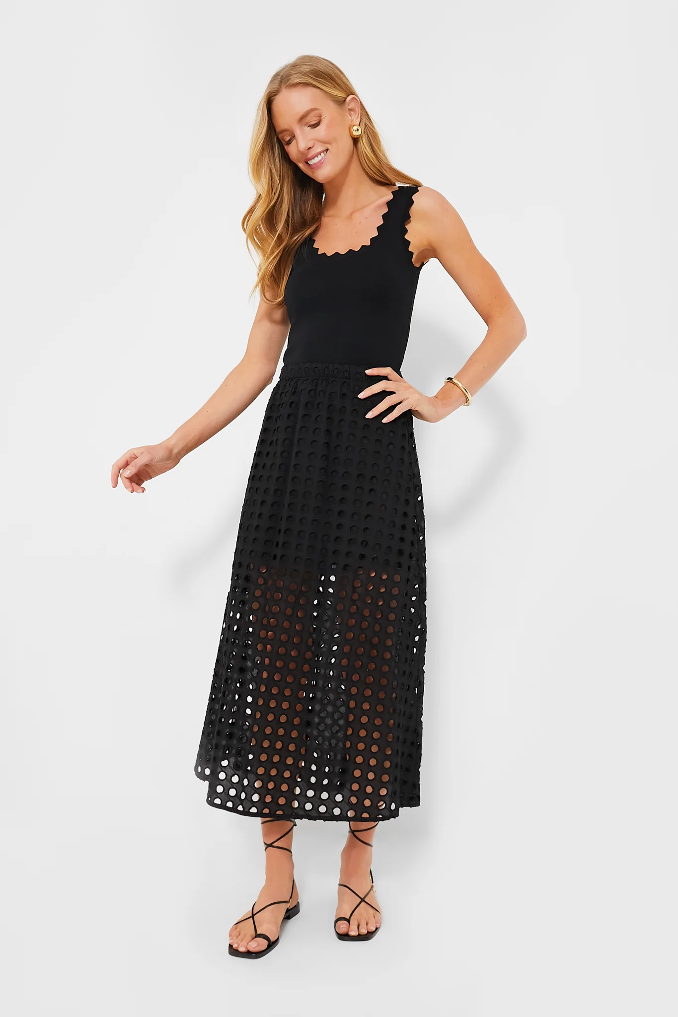Black Cotton Eyelet Eve Skirt - Image 6