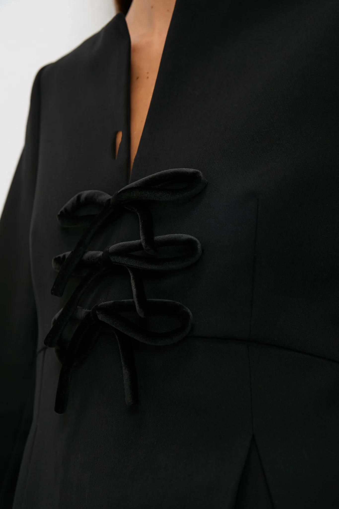 Black Crepe Blair Bow Coat Dress - Image 2