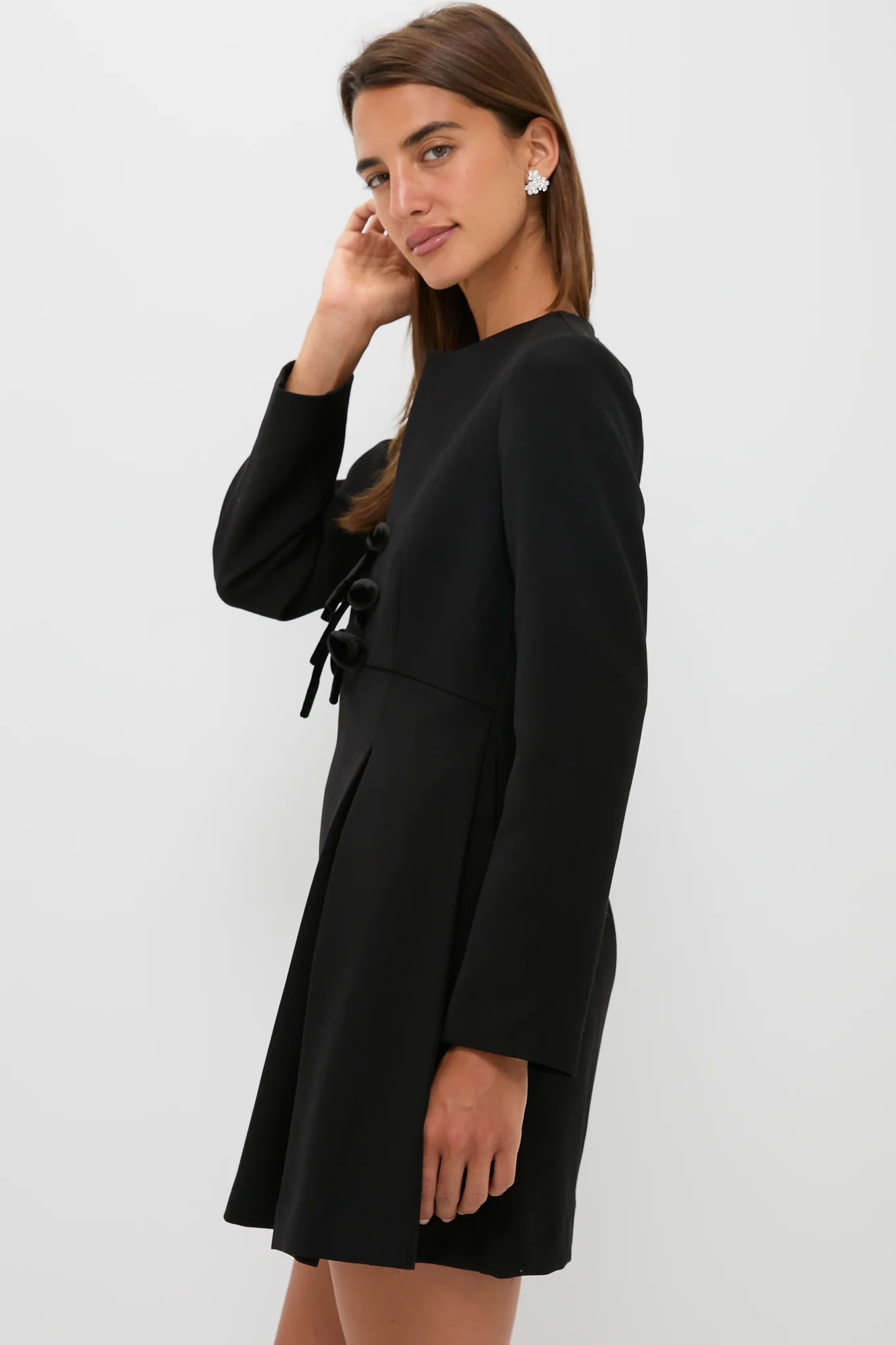Black Crepe Blair Bow Coat Dress - Image 4