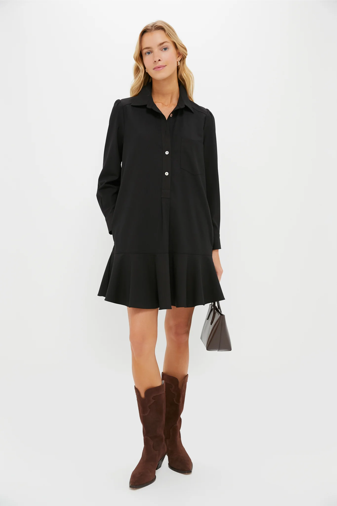Black Crepe Callahan Shirt Dress - Image 2