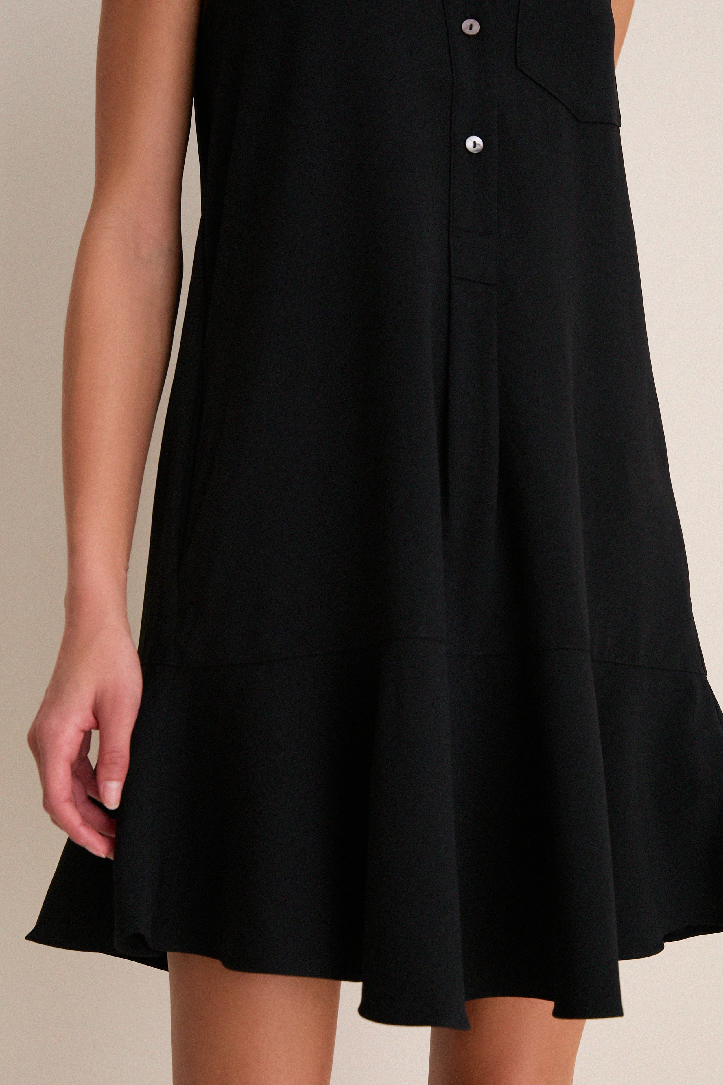 Black Crepe Sleeveless Callahan Shirt Dress - Image 5
