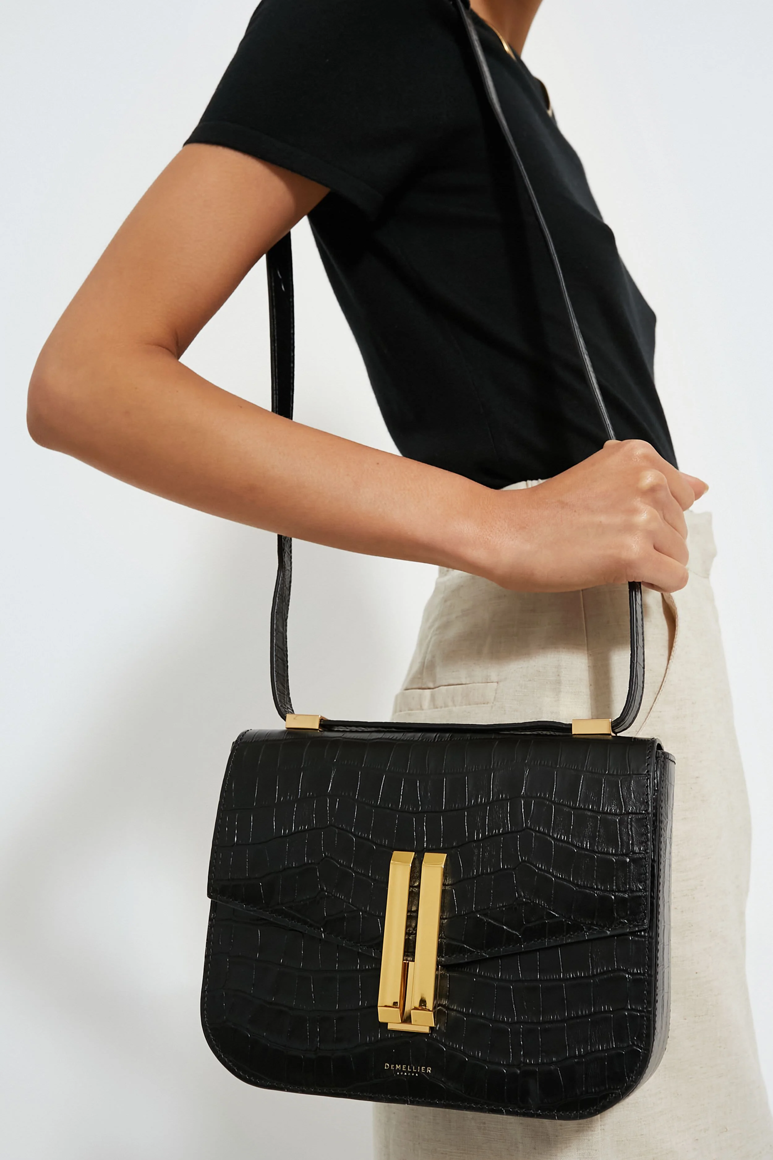 Black Croc Effect Vancouver Bag - Image 2