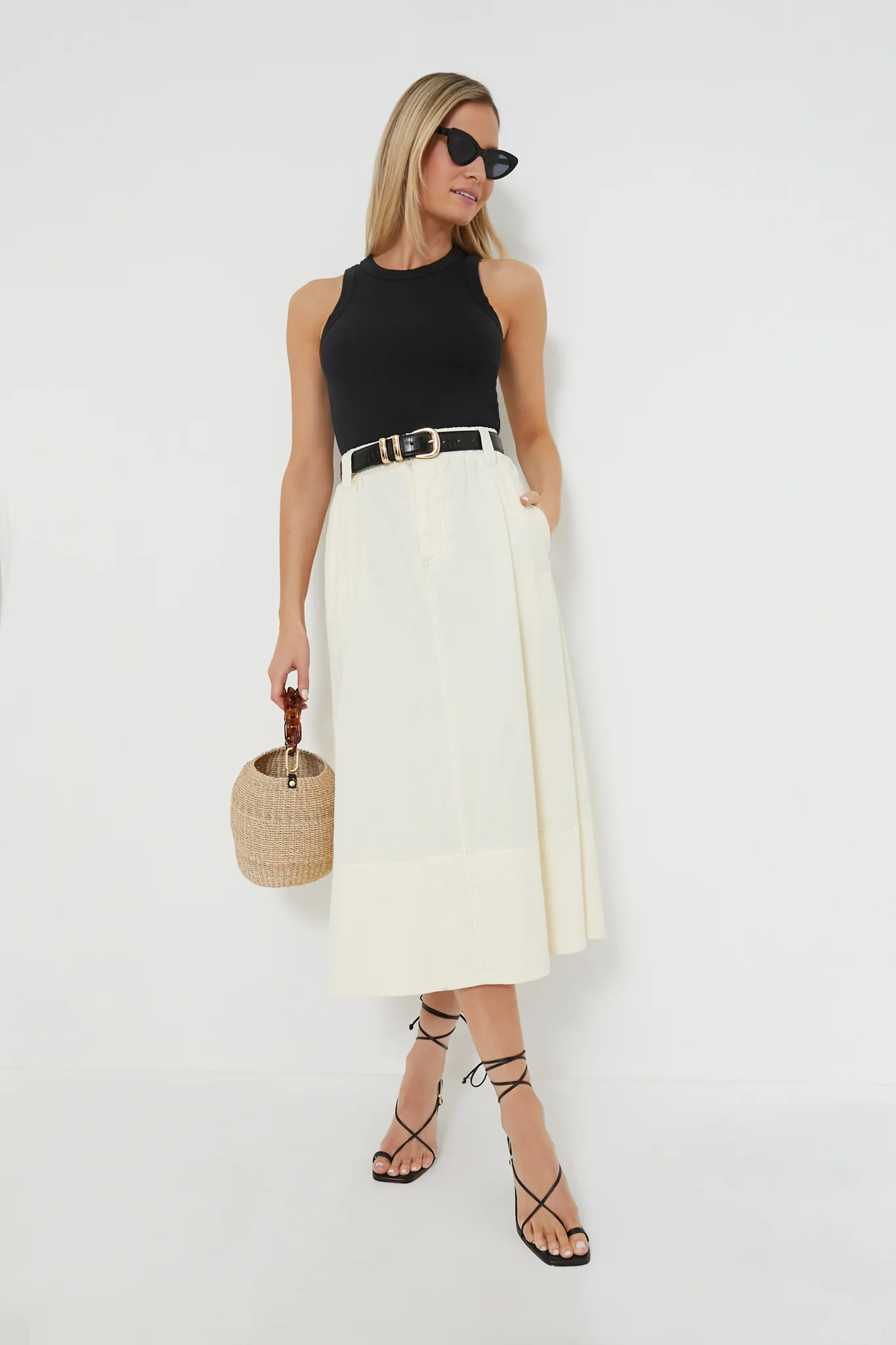Black Croc-Embossed Classic Belt - Image 3