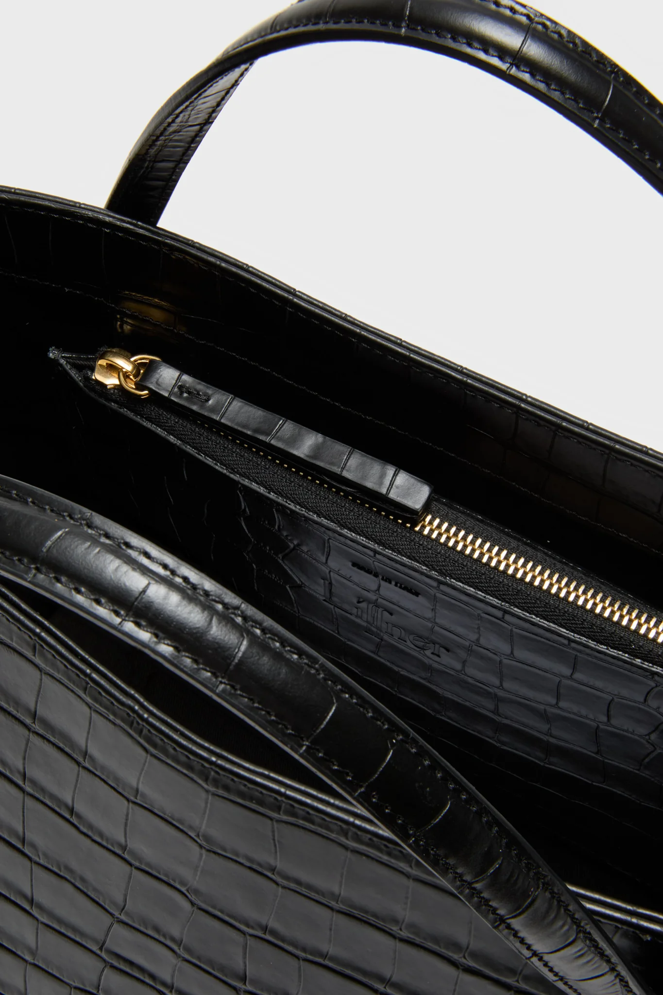 Black Croc Embossed Petite Penne Tote - Image 5