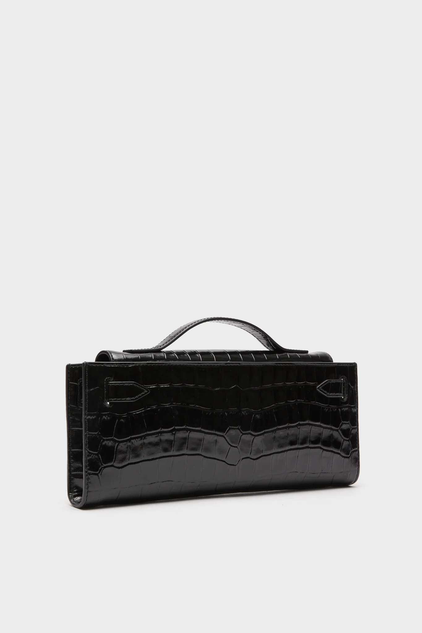 Black Croc Embossed Veronica Beard Dash Clutch - Image 4