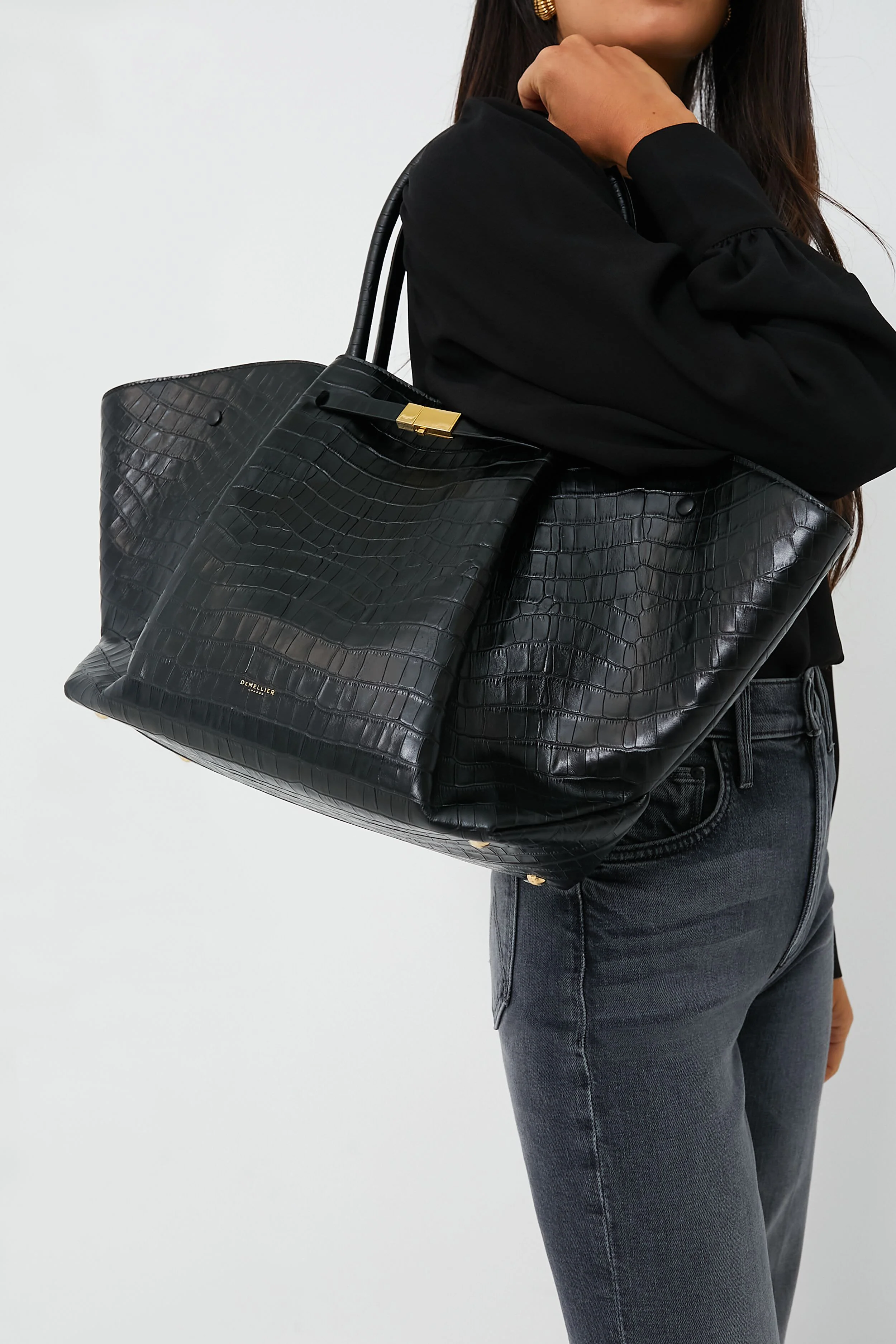 Black Croc New York Bag - Image 3