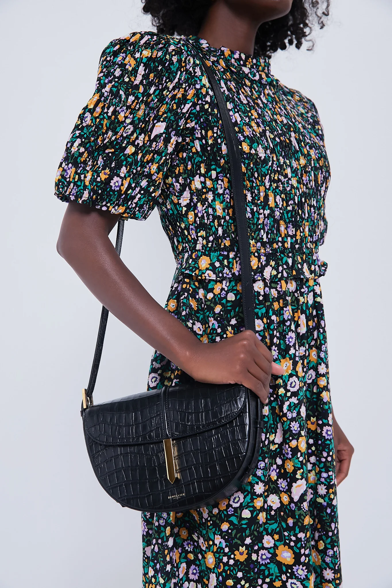 Black Croc Tokyo Saddle Bag - Image 2
