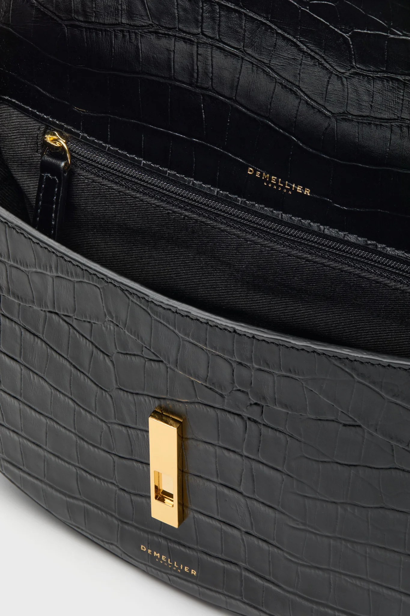 Black Croc Tokyo Saddle Bag - Image 4