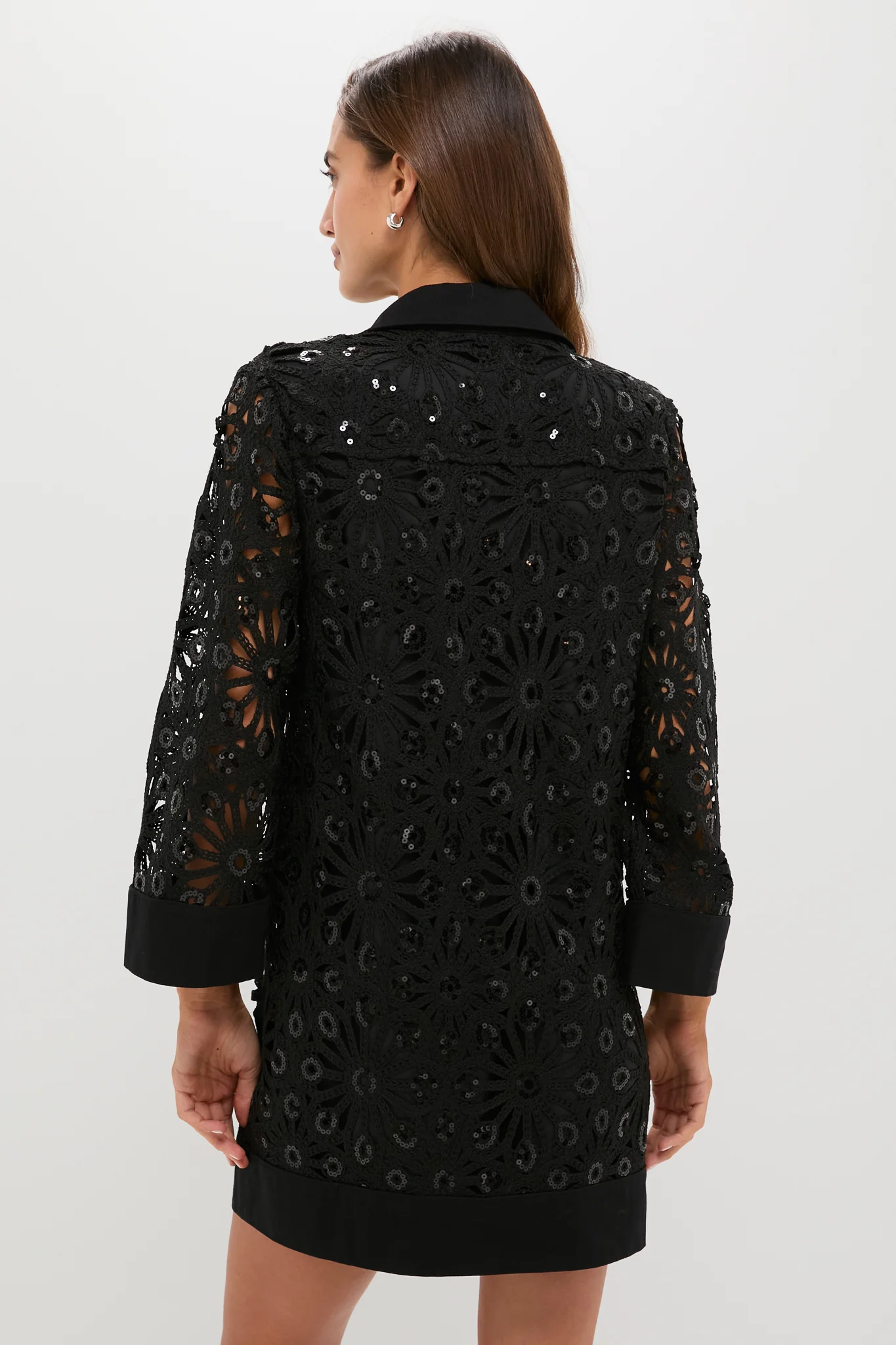 Black Crochet Sparkle Collier Dress - Image 5