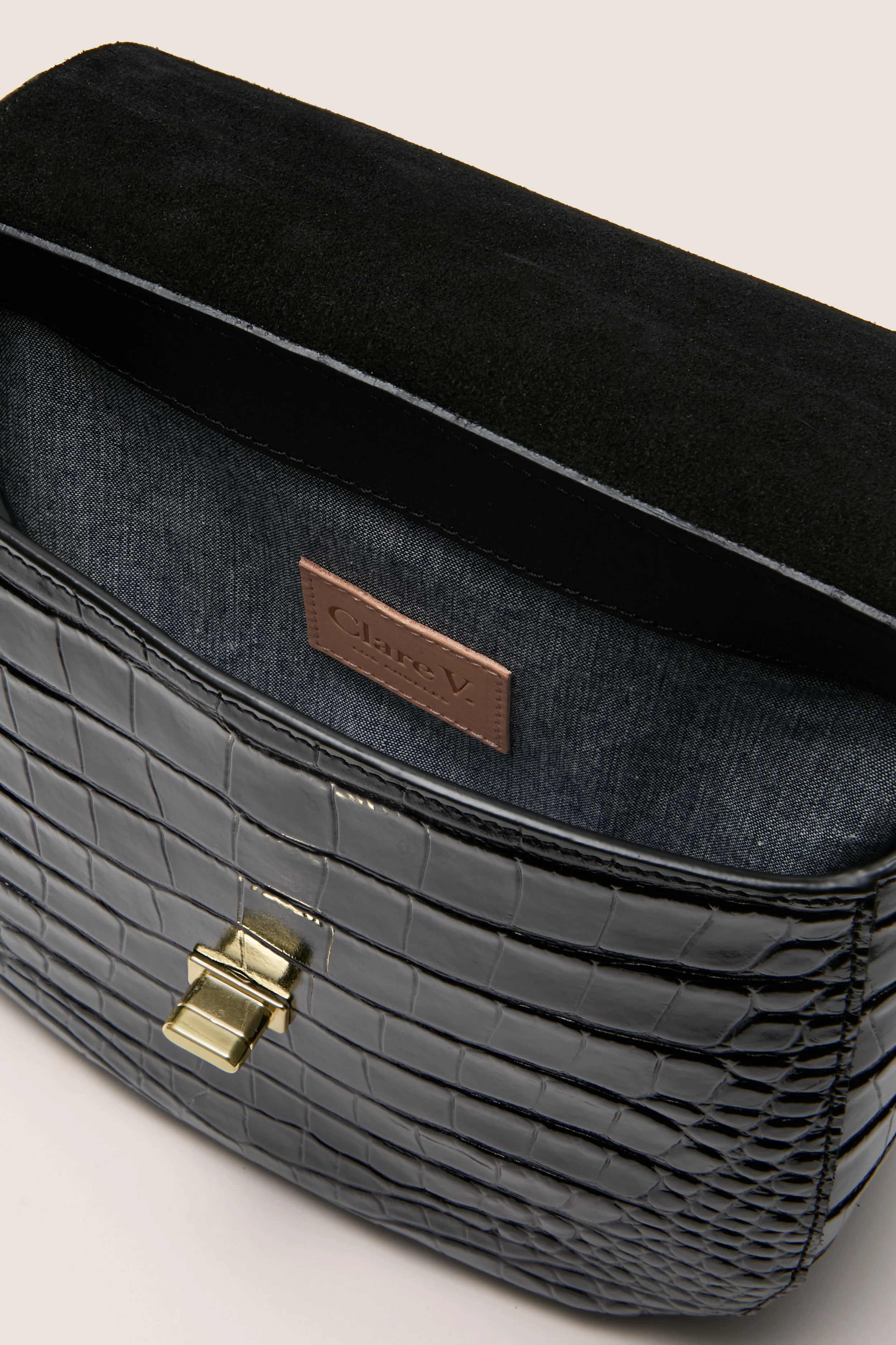 Black Croco Turnlock Louis with Top Handle - Image 4