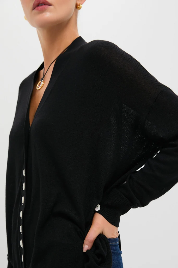 Black Cross Button Calloway Cardigan - Image 5