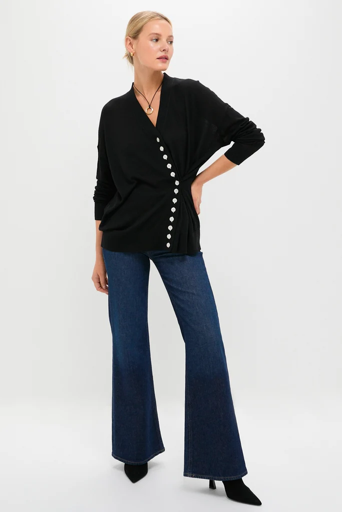 Black Cross Button Calloway Cardigan - Image 6