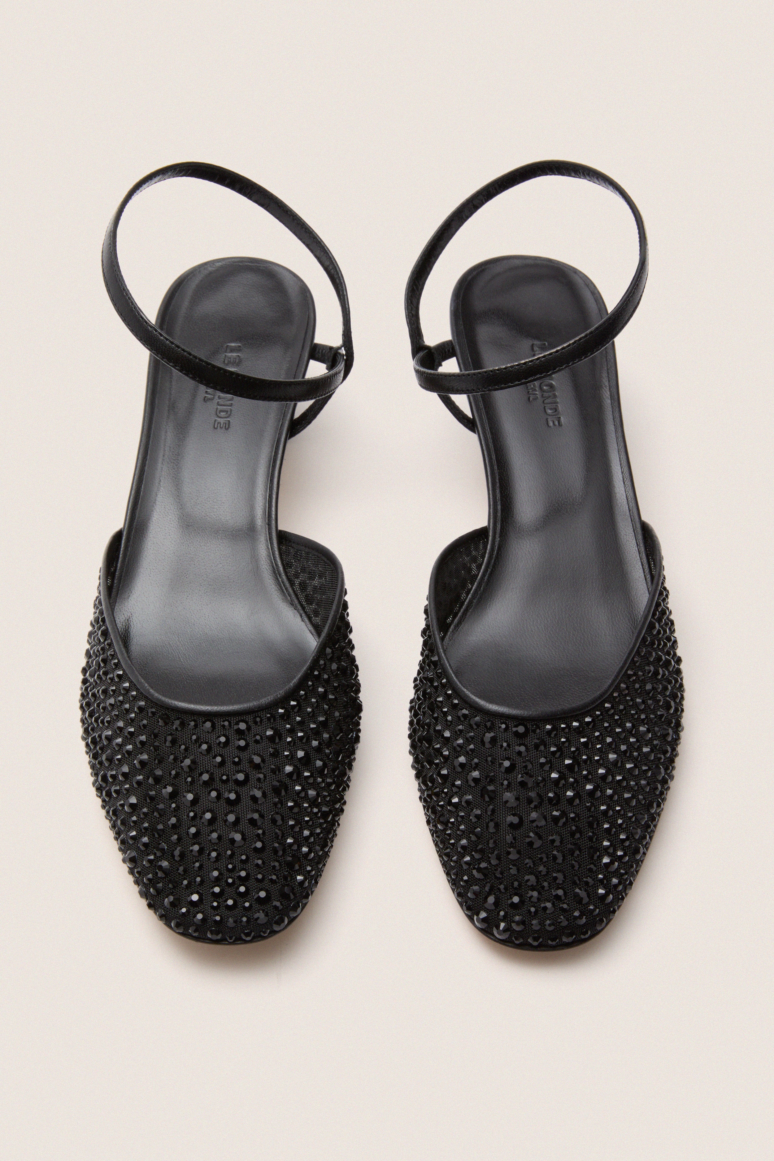Black Crystals Erika Pump Sandals - Image 5