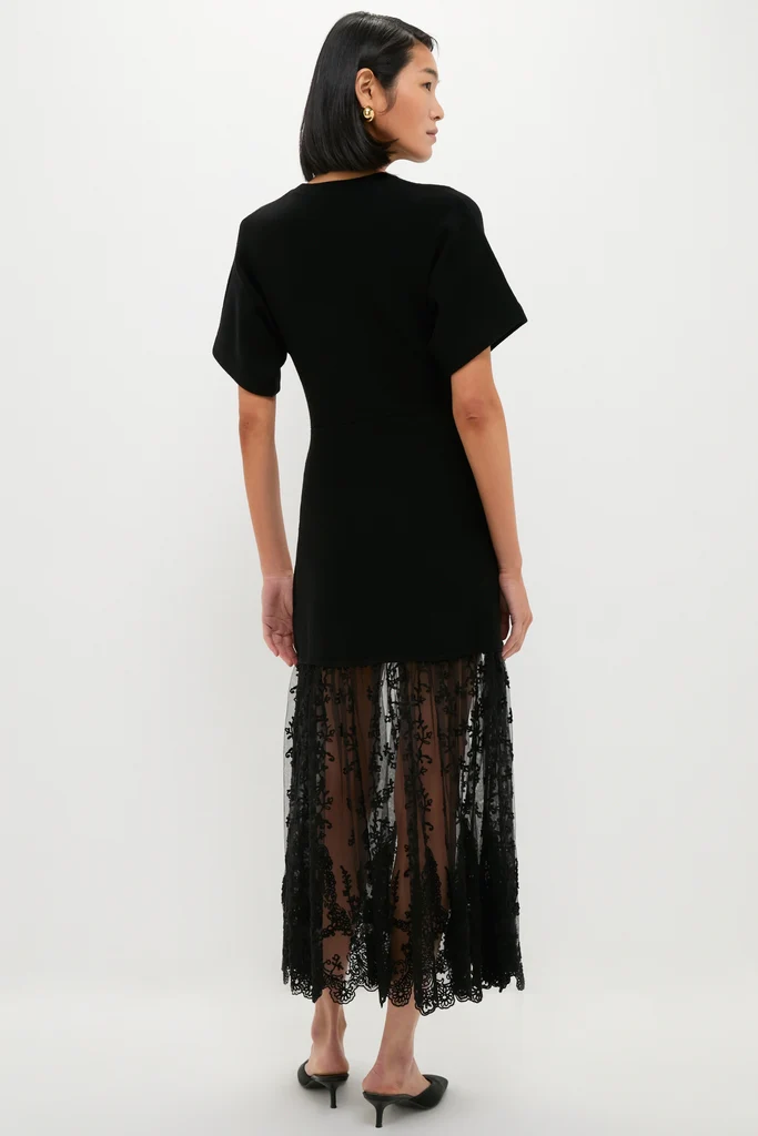 Black Diane Knit Lace Combo Knit Dress - Image 4