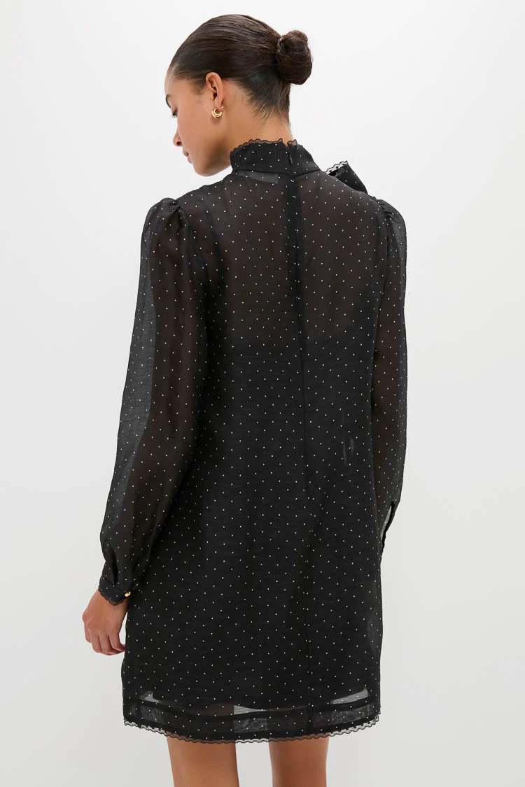 Black Dot Dream Pussybow Mini Dress - Image 4