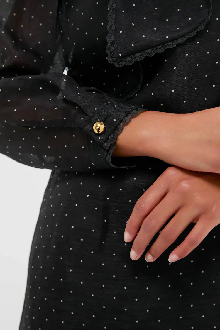 Black Dot Dream Pussybow Mini Dress - Image 5