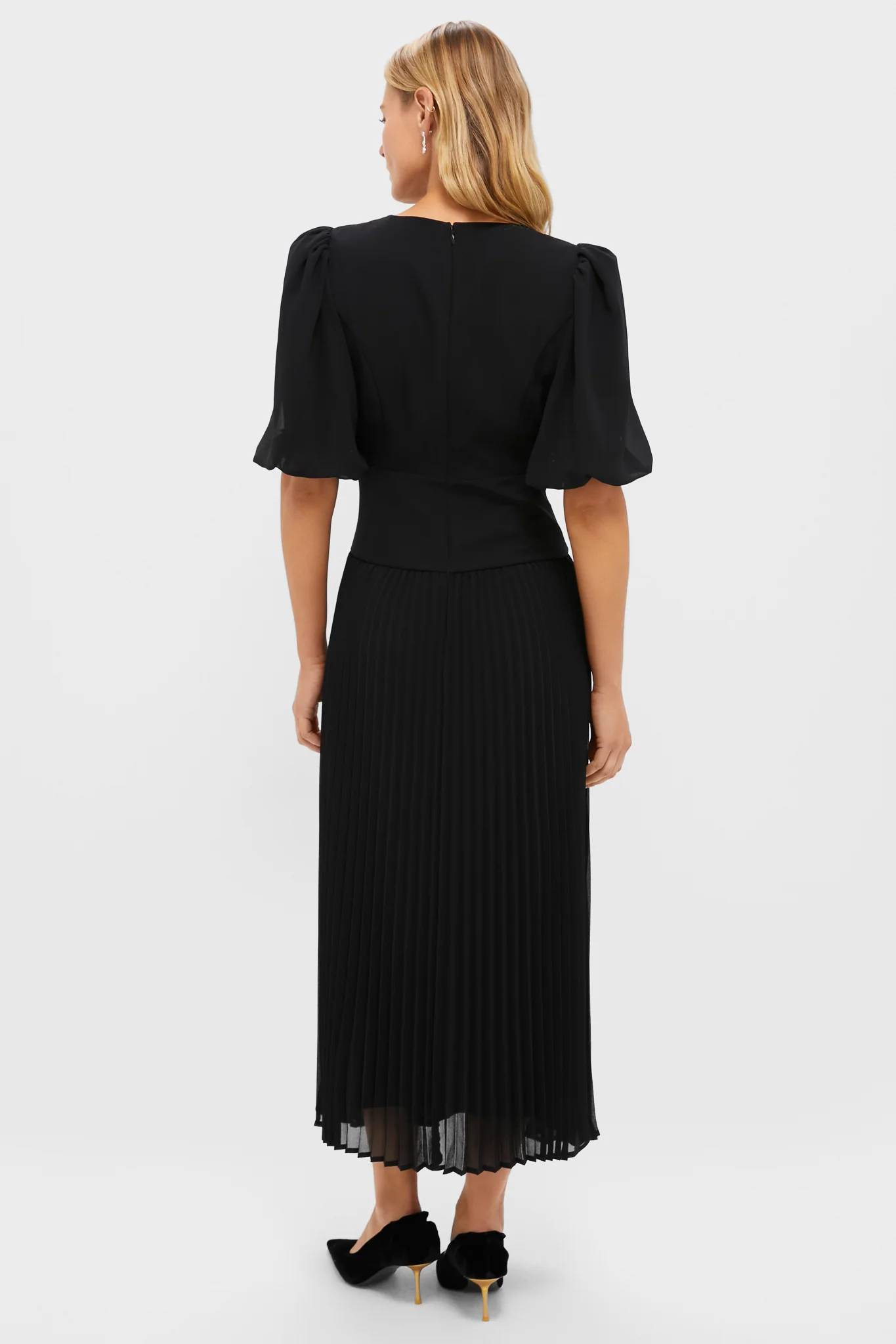 Black Drapey Twill Raquel Dress - Image 4