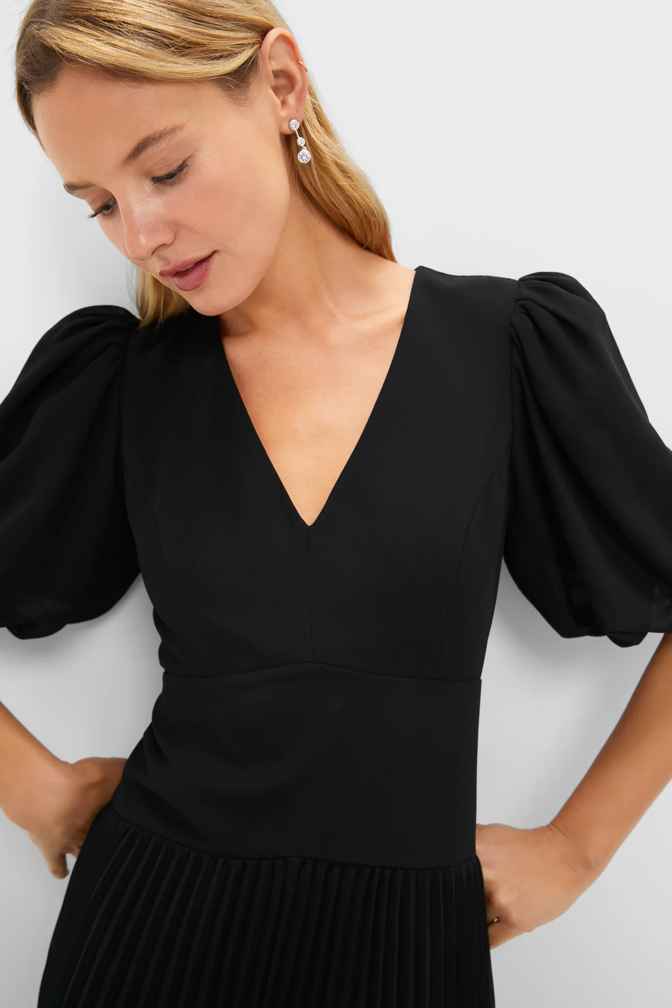 Black Drapey Twill Raquel Dress - Image 6