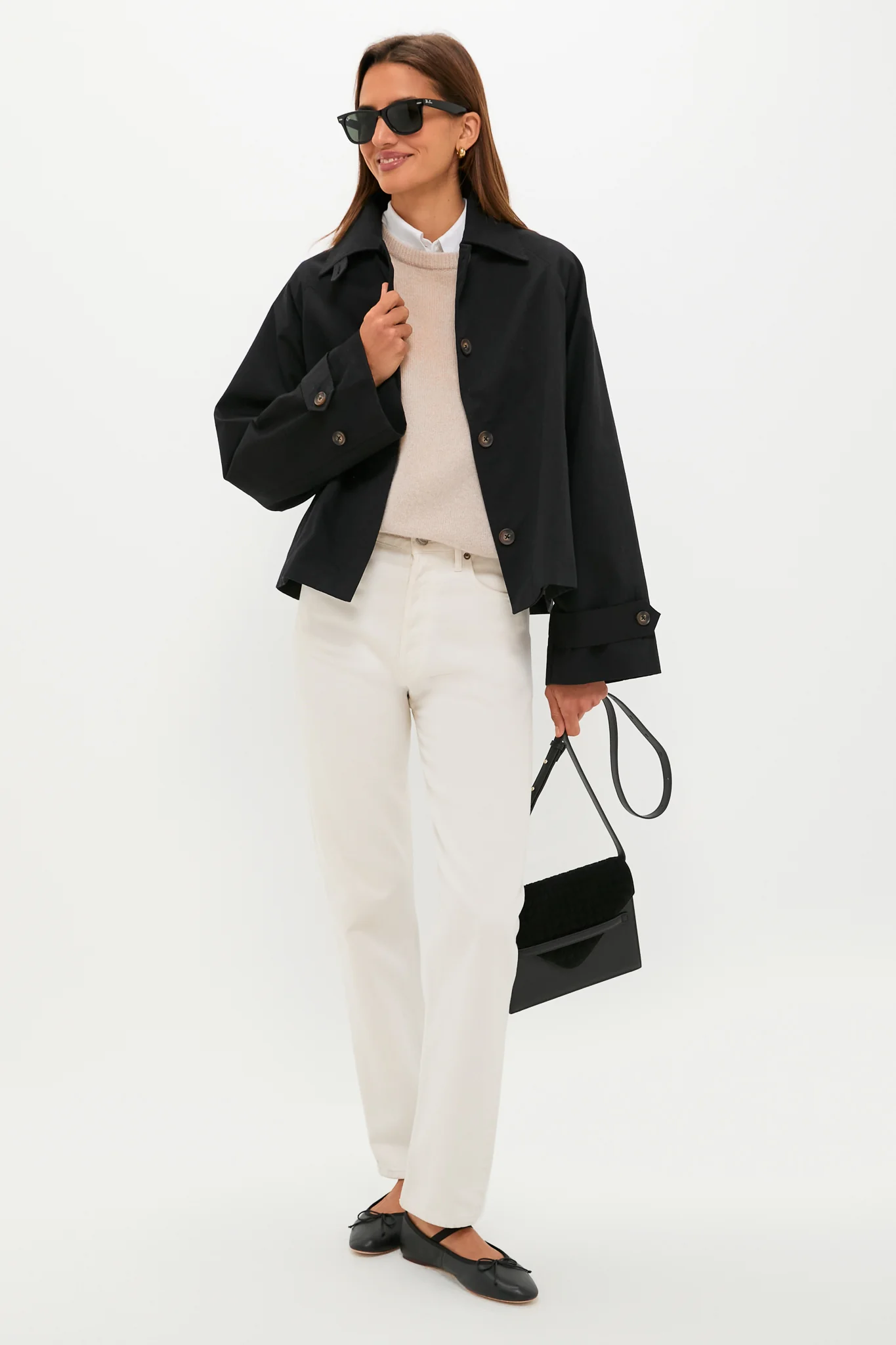 Black Drew Short Trench Coat - Image 2