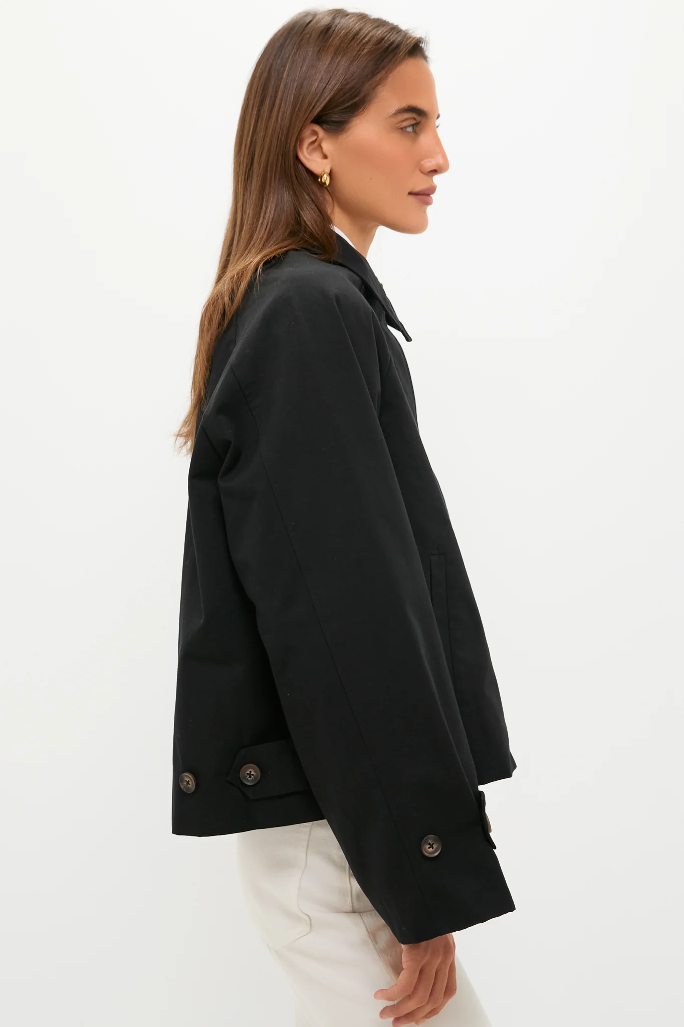 Black Drew Short Trench Coat - Image 3