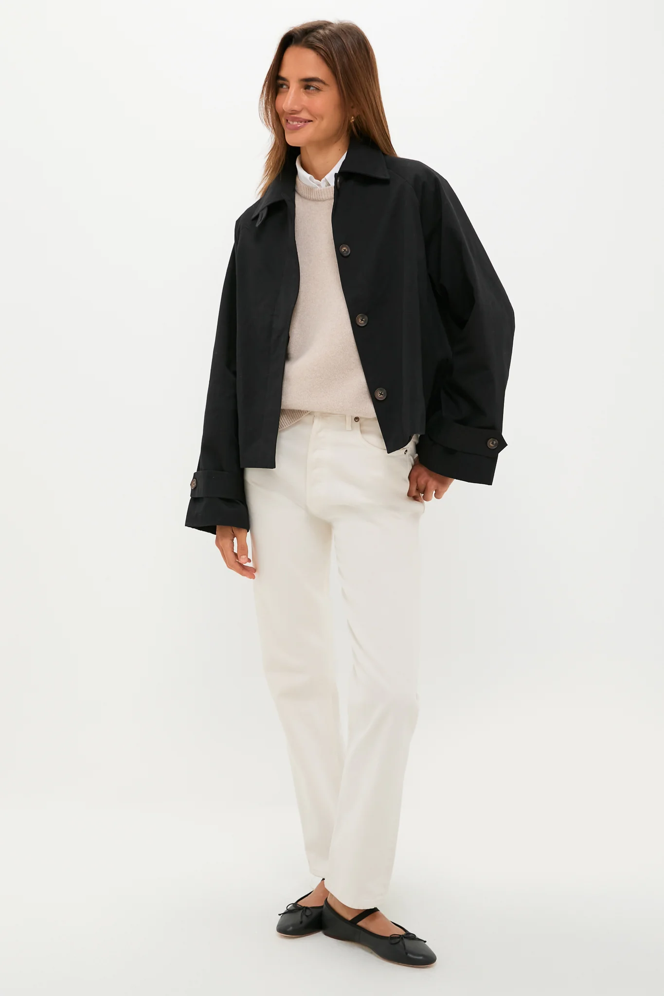 Black Drew Short Trench Coat - Image 6
