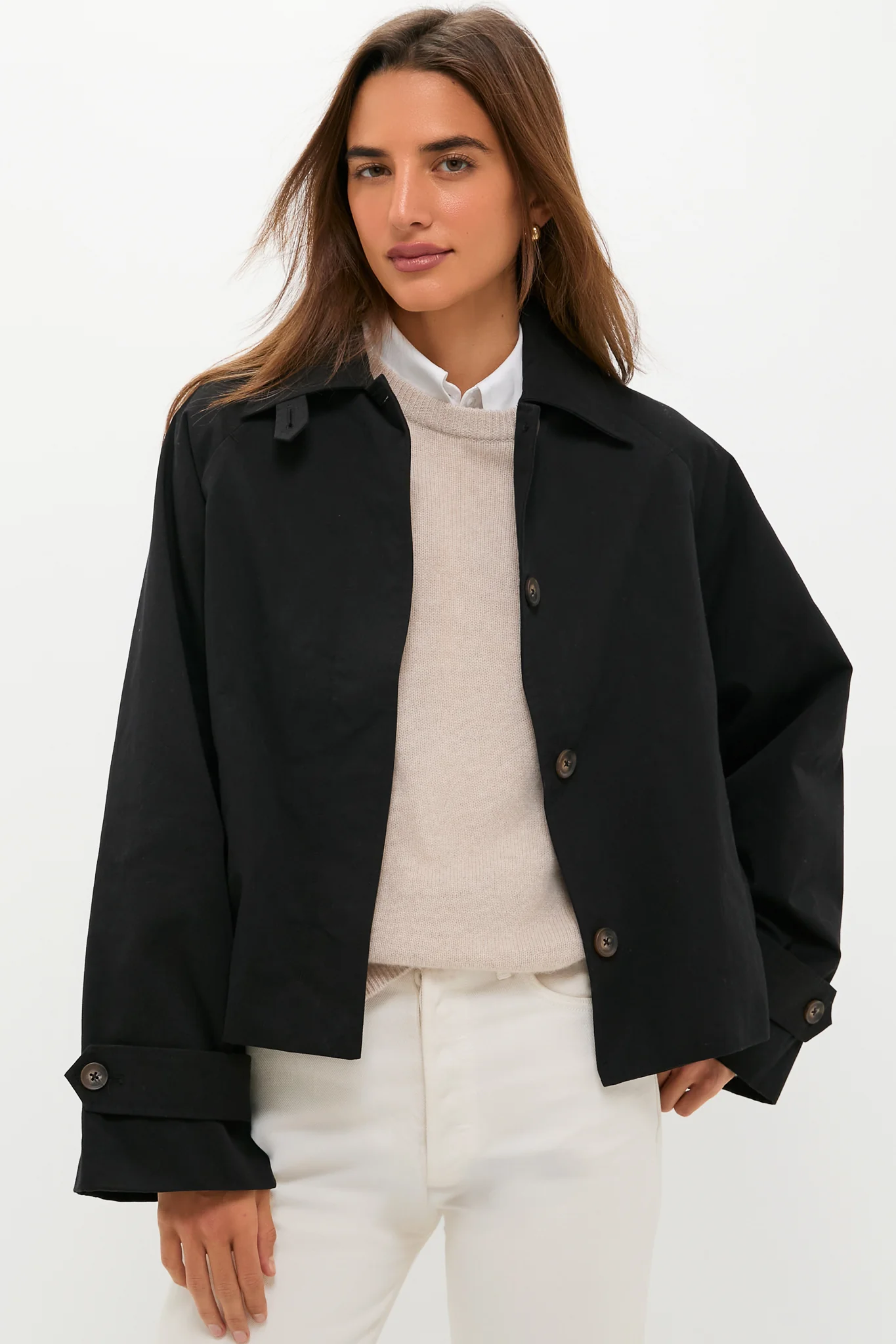 Black Drew Short Trench Coat - Image 7