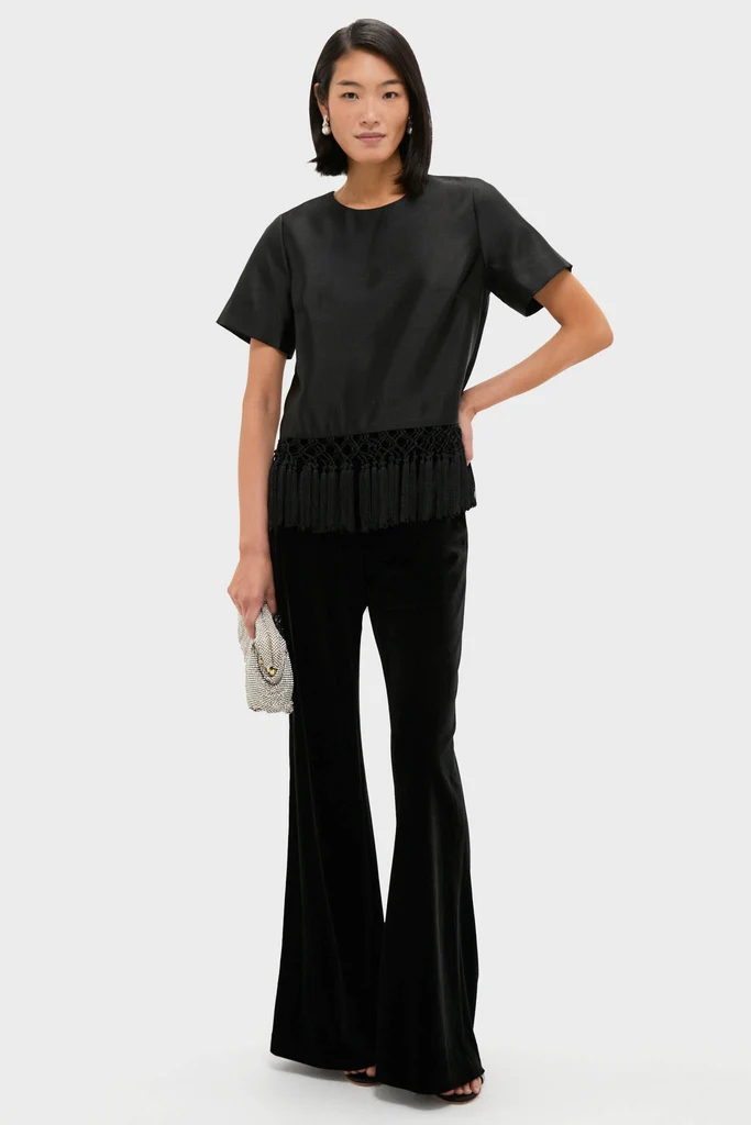 Black Dupioni Chadwick Tassel Top - Image 2